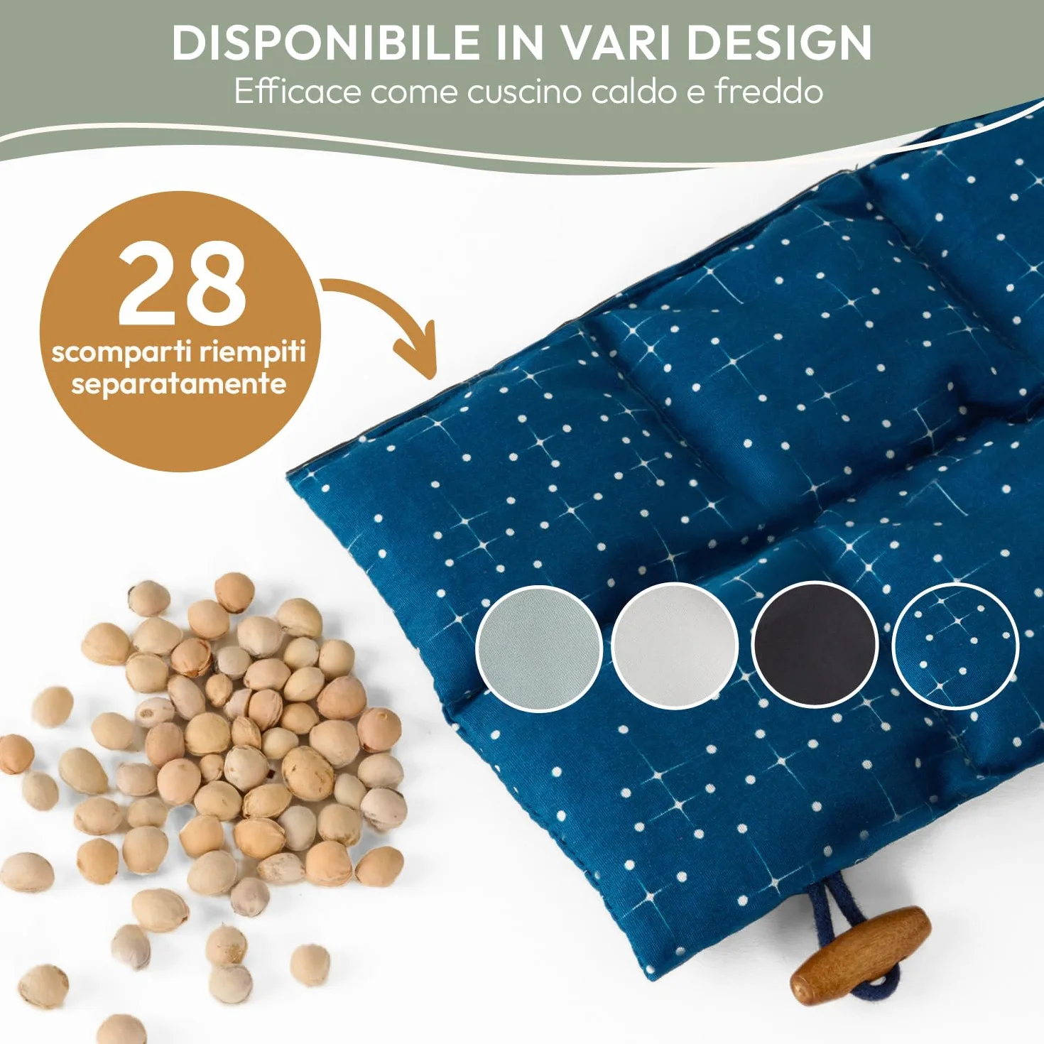 Blumtal cuscino con noccioli di ciliegia riscaldabile per cervicale - cuscino termico noccioli di ciliegio al 100% - scaldacollo da microonde fodera 100% cotone certificata OEKO-TEX - cuscino stampato