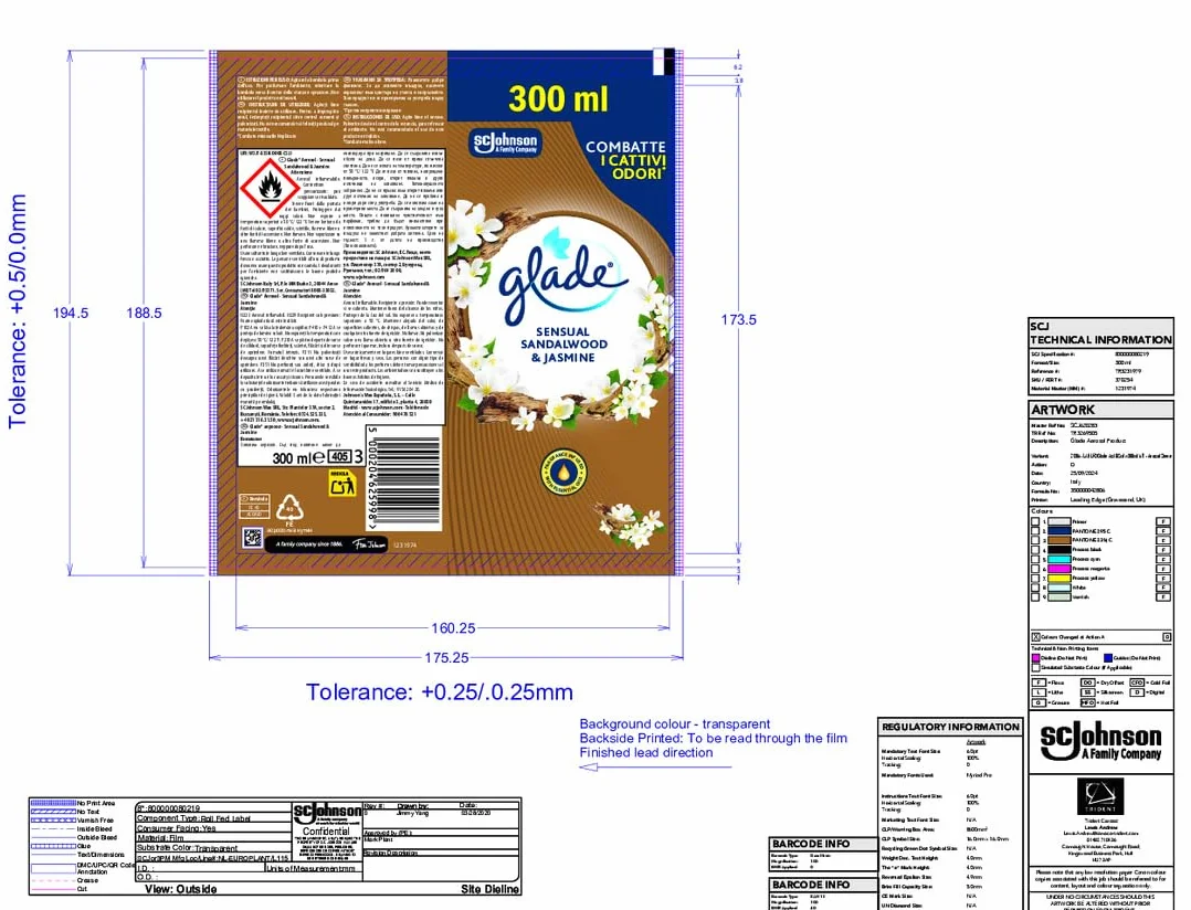 Glade Deodorante per Ambienti Spray, Fragranza Sandalo di Bali e Gelsomino, Formato Scorta da 6 Spray da 300ml