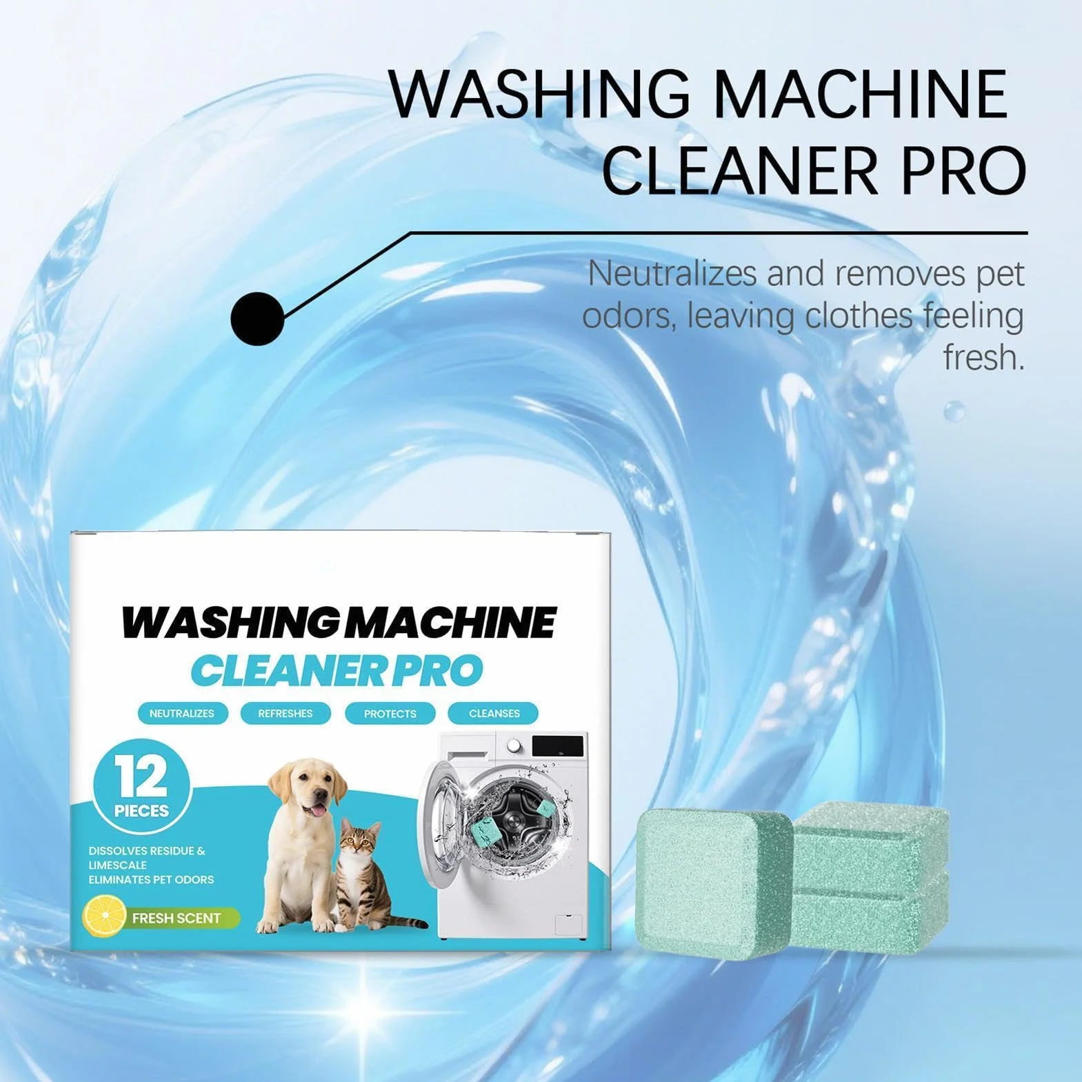 Pastiglie Per Pulizia Lavatrice 12 Pezzi, Pulitore Per Lavatrice Eliminatore Di Cattivi Odori