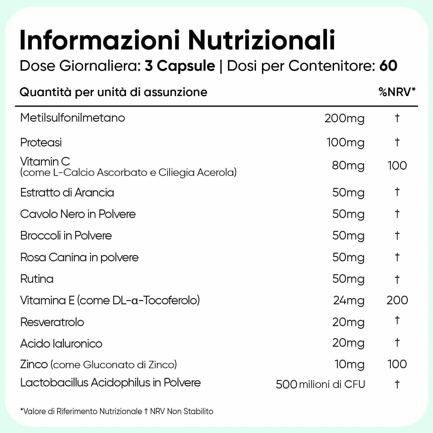 Collagene Vegano con Acido Ialuronico 180 Capsule, Vitamina C, Zinco, Resveratrolo, MSM, Rosa Canina, Lactobacillus Acidophilus