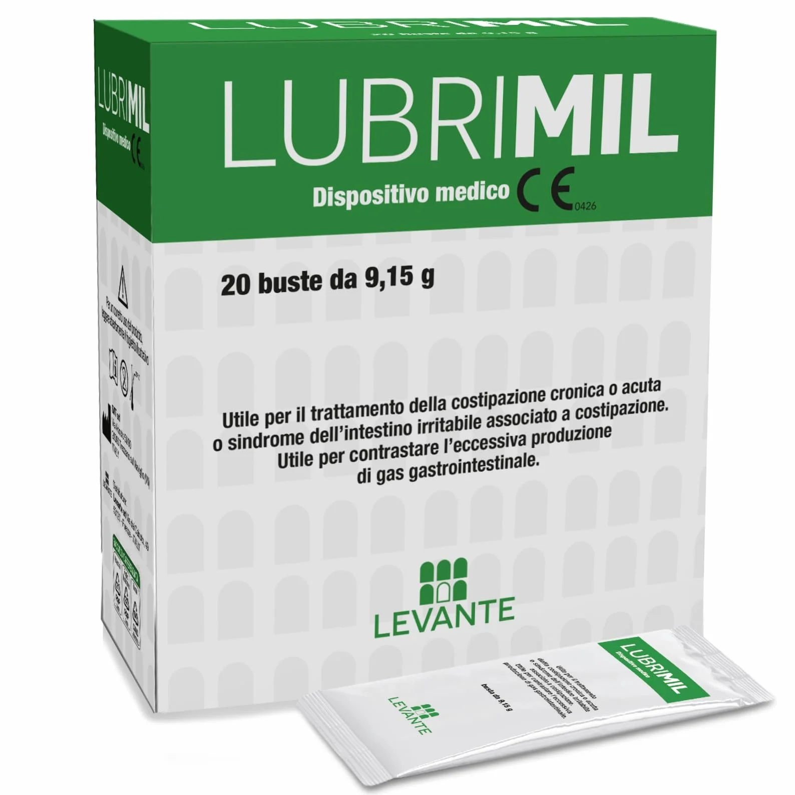 LUBRIMIL per Intestino Pigro e Stitichezza, 20 Bustine con Macrogol 3350, Psyllium e Simeticone