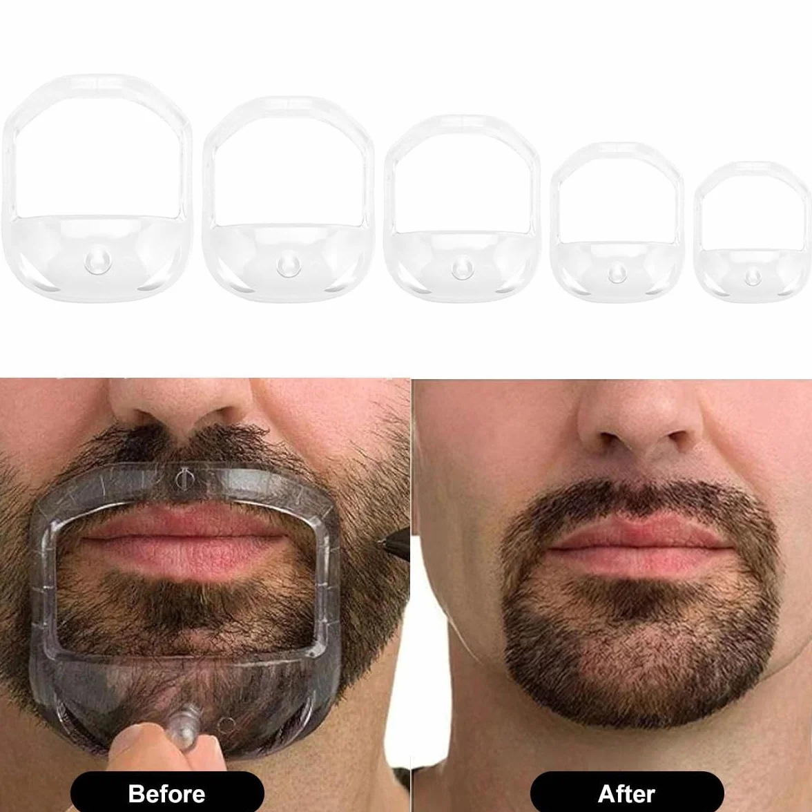 Modelli per Styling Barba Trasparenti, Pizzetto Modello da Barba, Modello per lo Styling Della Barba, Modelli da Barba da Uomo, 5 Diverse Dimensioni, per Uomo Rifinitura, Styling Barba