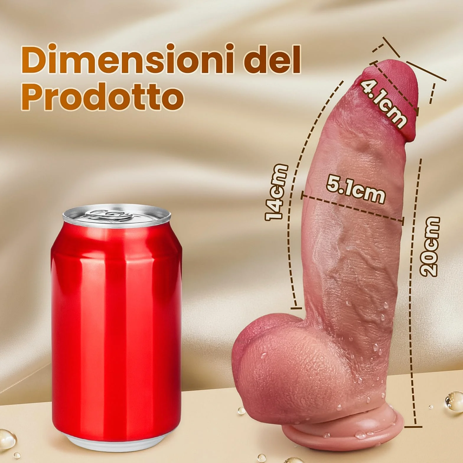 Dildo Realistico 21.5cm Fallo Pene Finto per Donna 5.1cm Spessore Sex Toys Sessuali per Adulti