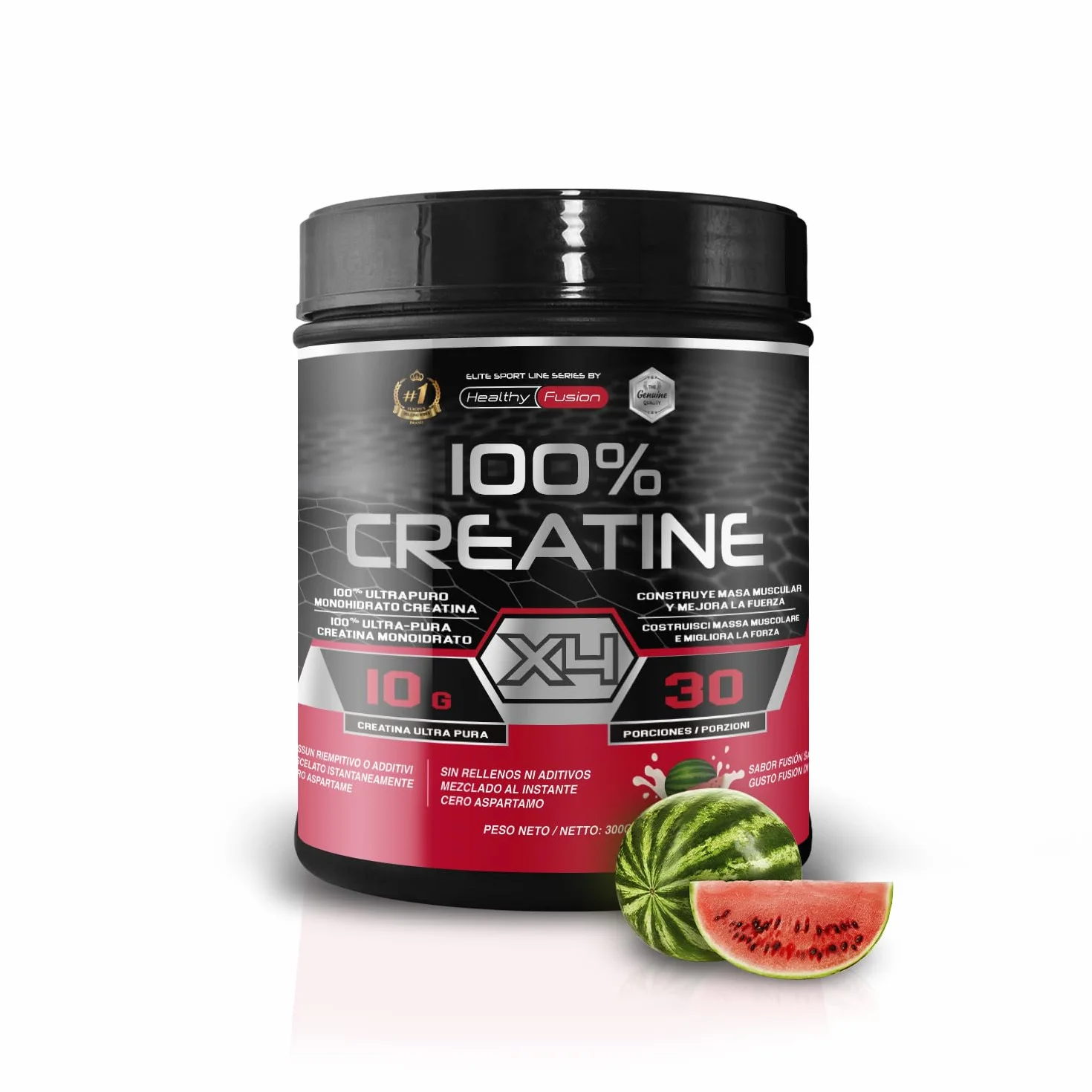 Healthy Fusion Creatina Monoidrato 300g Alta dose 10g per porzione gusto anguria
