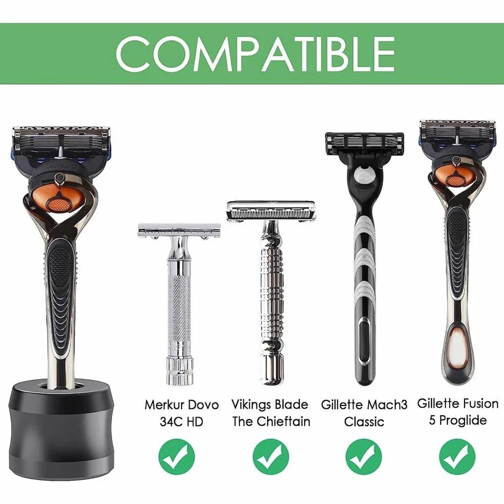 Supporto per Rasoio di Sicurezza, Supporto per Rasatura Uomo in Lega di Alluminio per Ripiani del Bagno Supporto per Rasoio Manuale per Barba in Metallo Uomo