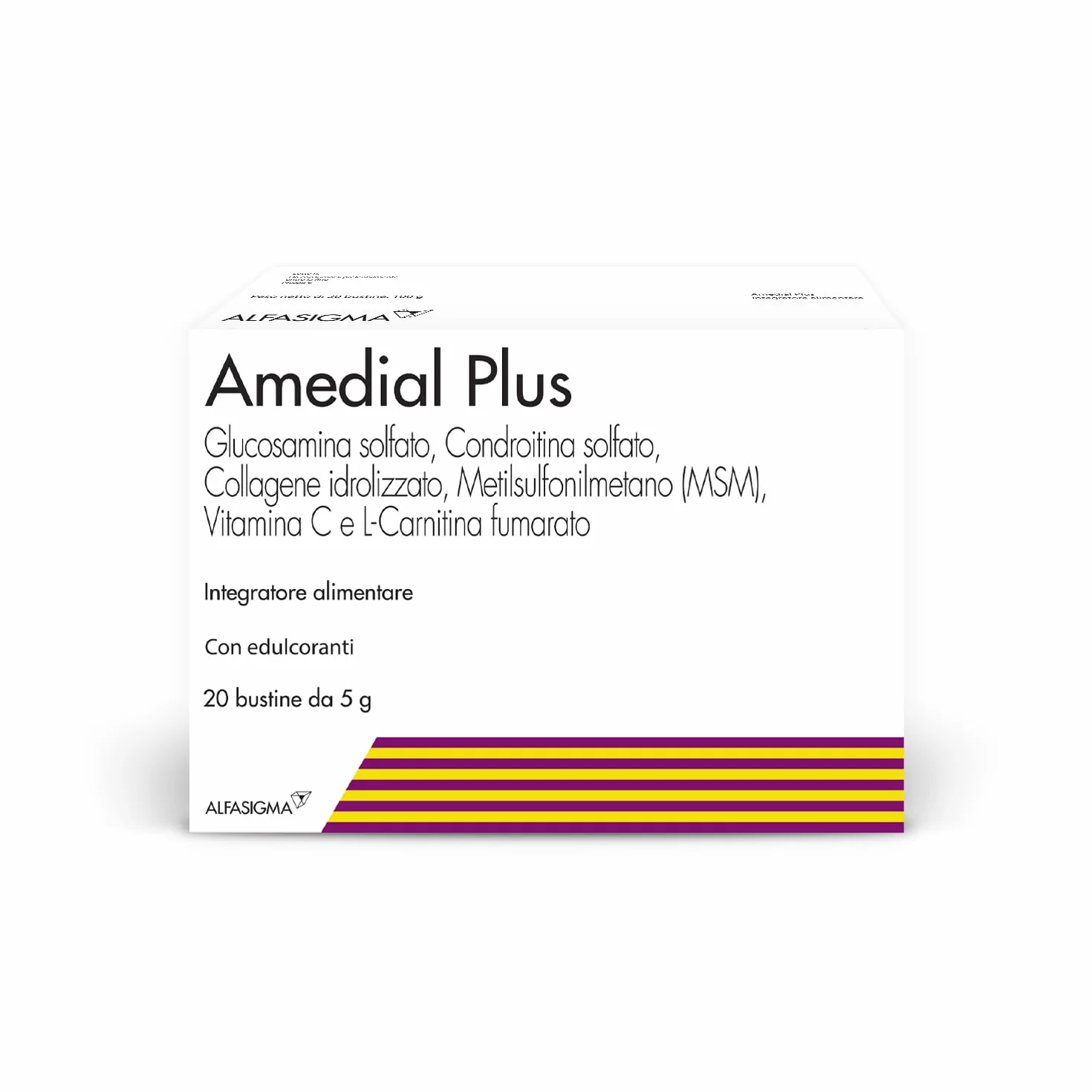 Amedial Plus, Integratore Alimentare per il Benessere delle Ossa e delle Cartilagini, 20 Bustine da 5mg da Sciogliere in Acqua