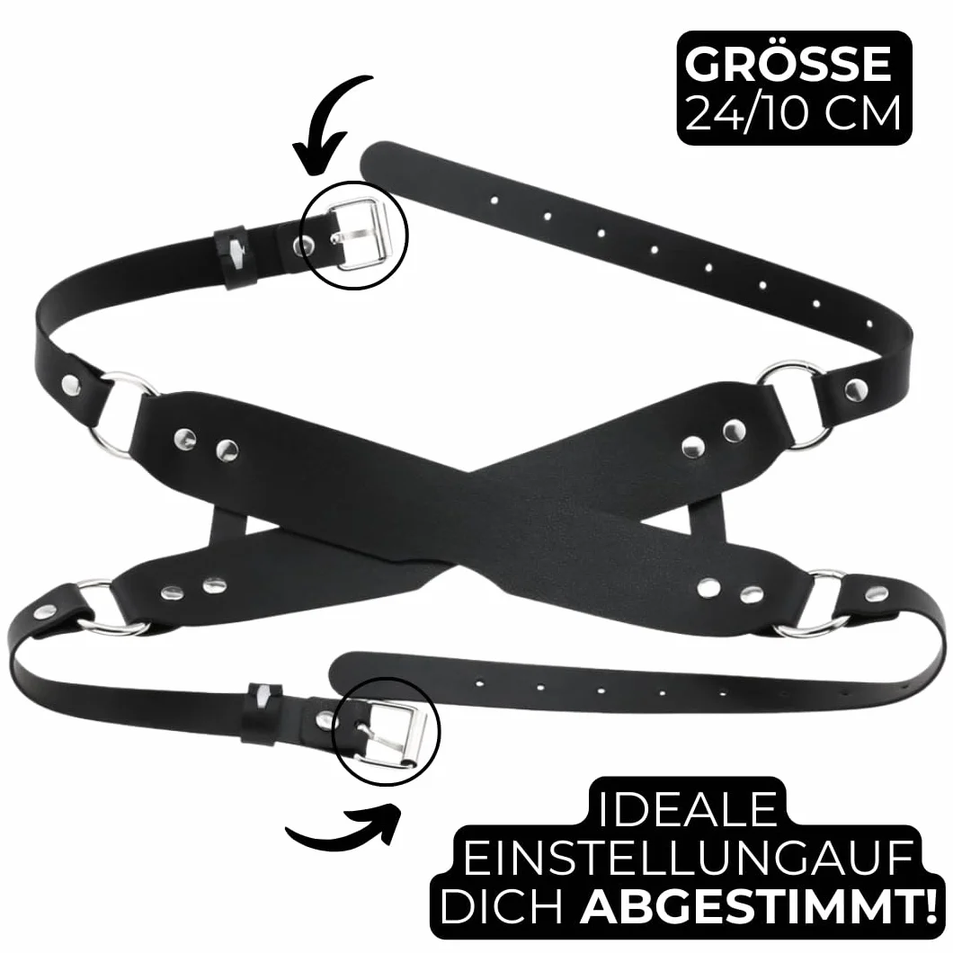 Maschera per gli occhi bondage nero PU con design a croce e cinghia regolabile FOPS B60
