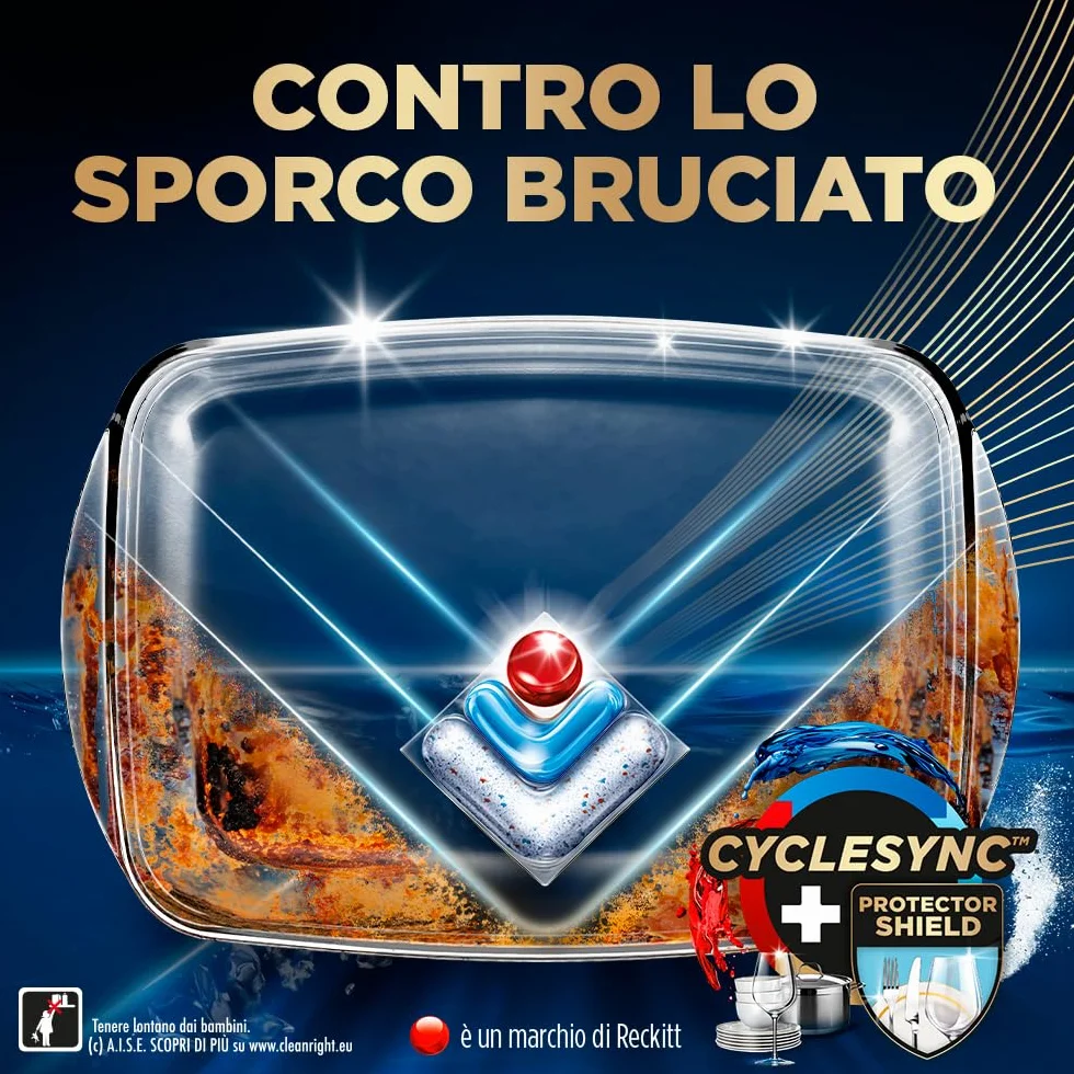 Finish Ultimate PLUS Infinity Shine Pastiglie Lavastoviglie al Limone, 105 Capsule con Scudo Protettivo contro lo Sporco e i Residui Incrostati