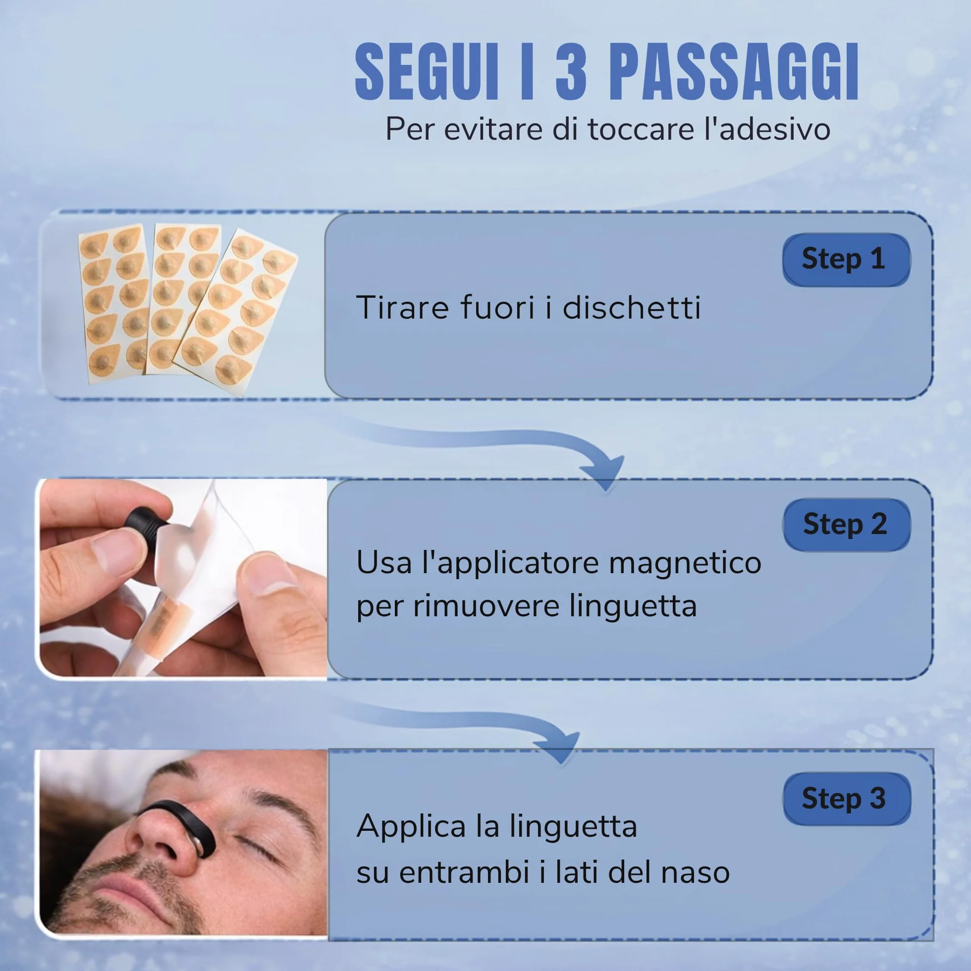 Cerotti Nasali Magnetici Antirussamento 60 Pezzi Extra Forti Riutilizzabili per Sonno e Sport