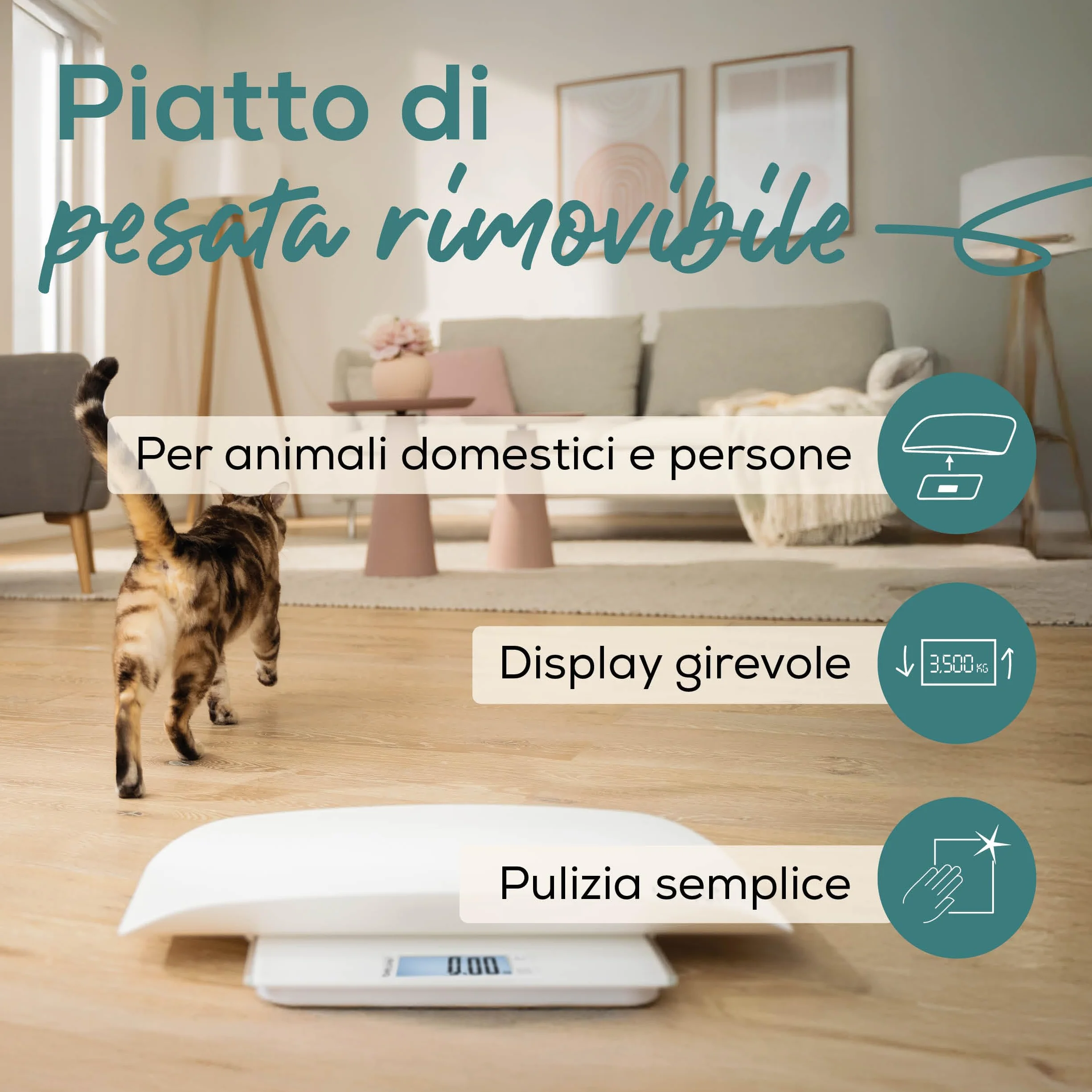 Beurer Love Your Pet Bilancia Polly per Animali Domestici e Persone, Piatto Rimovibile, 100g-180kg