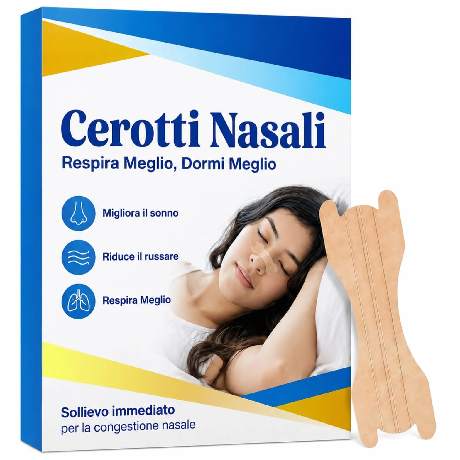 Cerotti Nasali Antirussamento 50 Strisce, Cerotti per Non Russare, Cerotti Naso