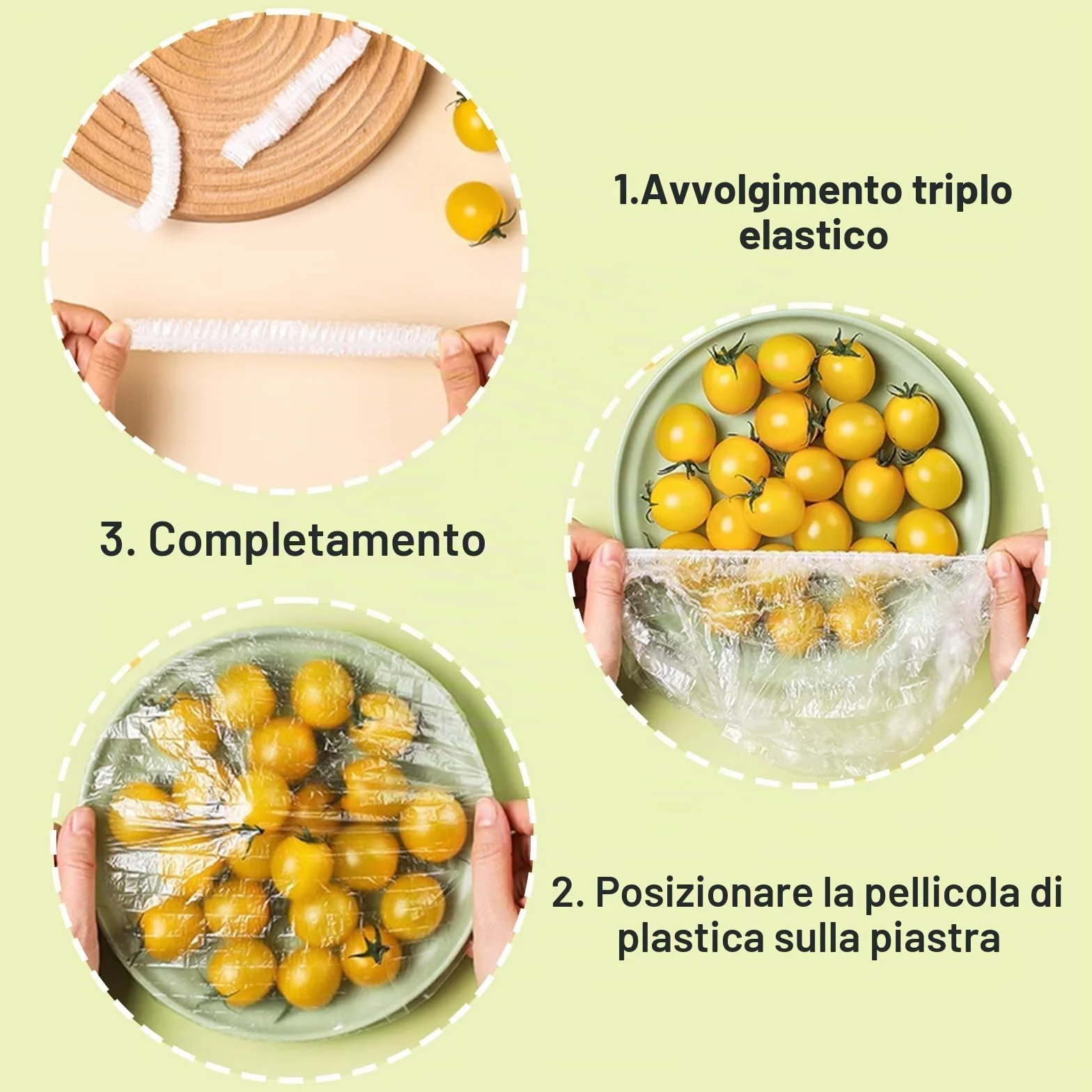 100 pezzi di pellicola trasparente con gomma elastica, riutilizzabili, coperture per alimenti, sacchetti sigillati per la conservazione degli alimenti