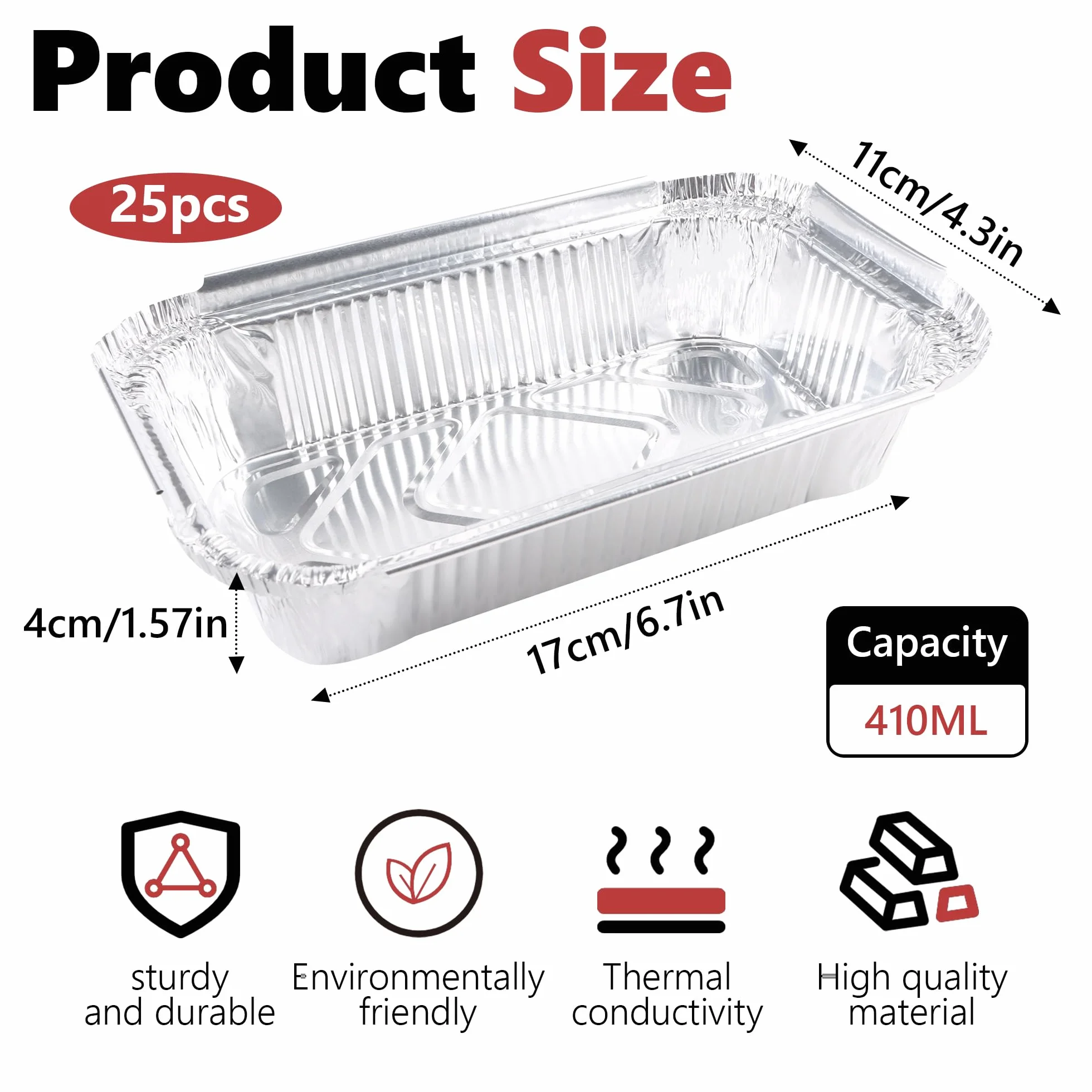Vaschette in Alluminio 650 ml 19 x 14 x 4 cm Monouso per Barbecue e Forno