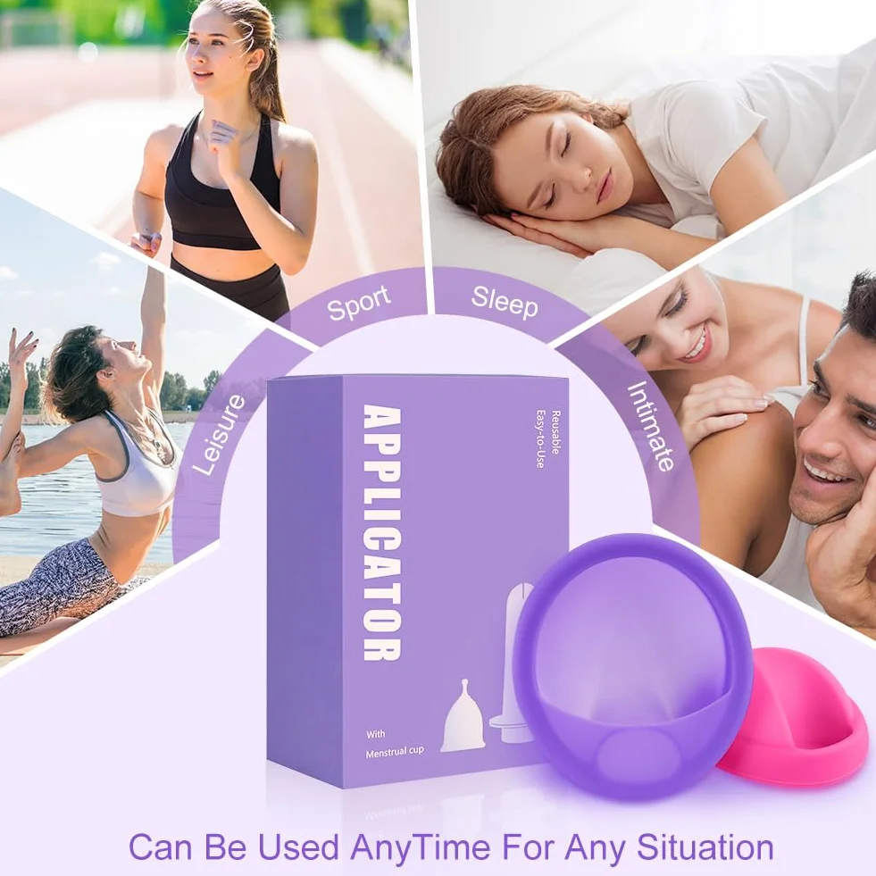 Dischi Periodici Riutilizzabile, 2 Pezzi Disco Mestruale(S+L), Coppa Mestruale in Silicone con Applicatore, Che Può Essere Facilmente Rimosso, per Donne Sport Attivi, Nuoto, a Prova di Perdite