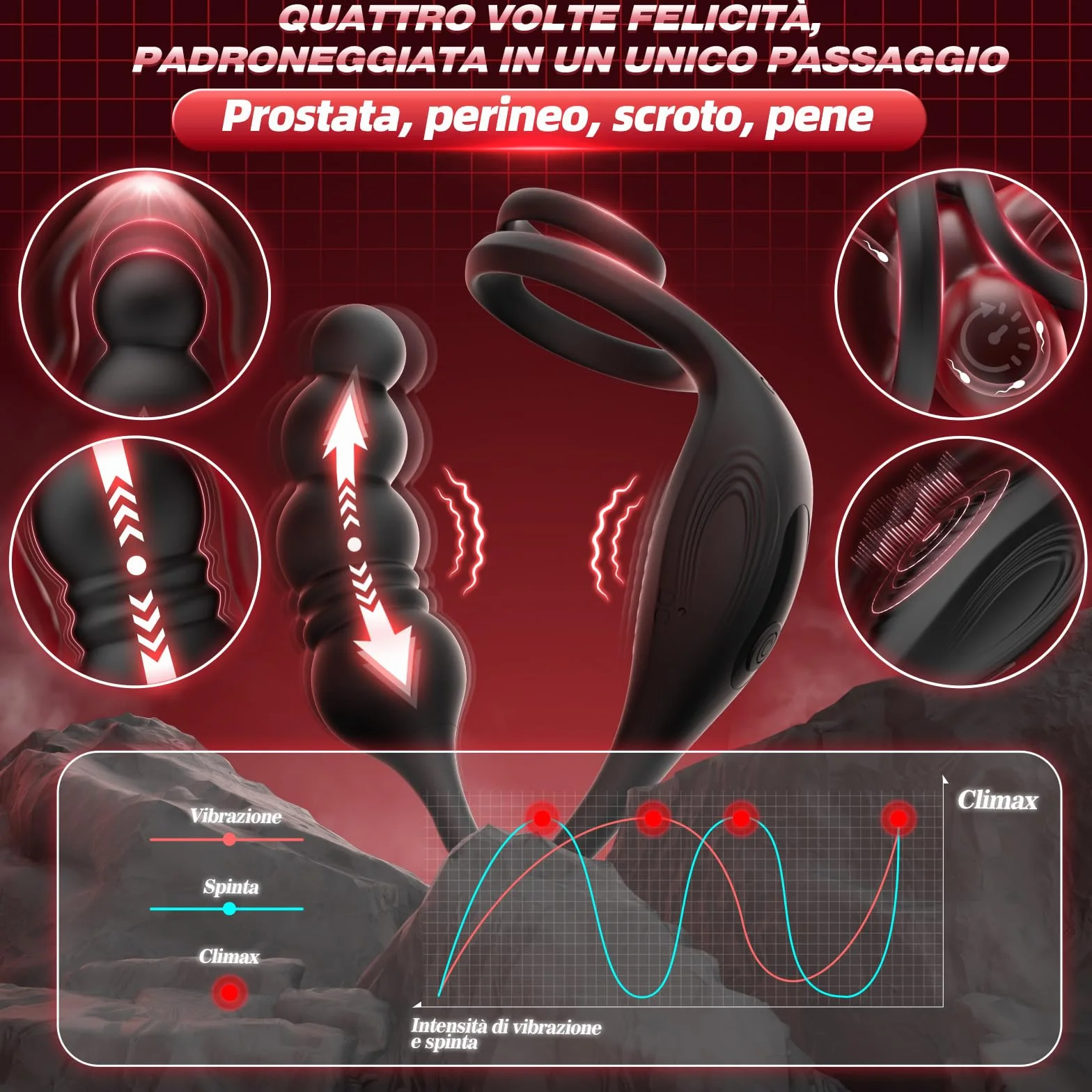 Vibratore per Uomo Stimolatore Prostata Anal Plug Sex Toys, Vibratore Anale Dildo Anale Plug Analesex Toy con Telecomando, Sex Toy Uomo Donna Butt Plug 9 Mode Télescopique & Vibrations Interazione AI