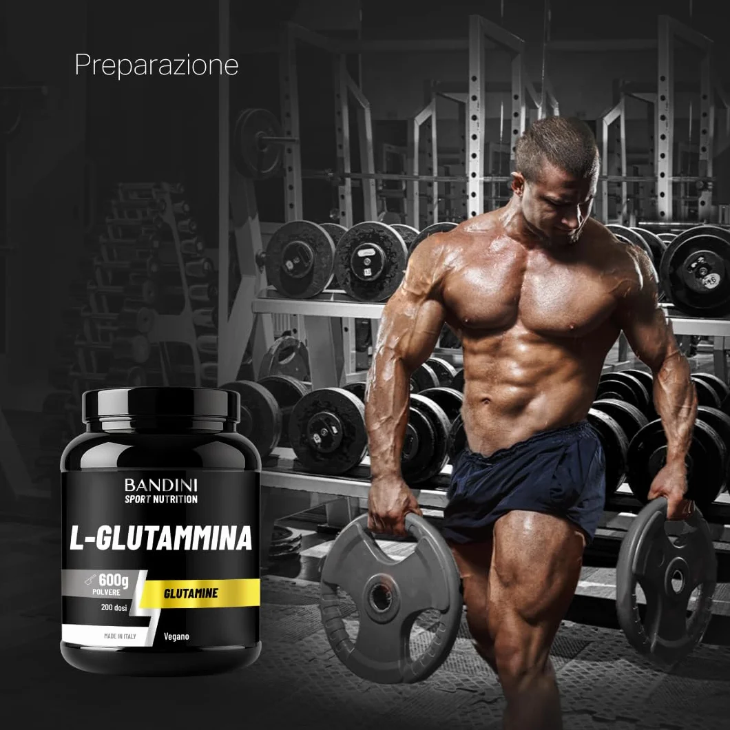 Bandini® L-Glutammina Pura in Polvere 600g - Aminoacido utile per Esercizi Fisici ad Alta Intensità - Rinforza la Massa Muscolare - Glutammina POWDER 100% Vegan