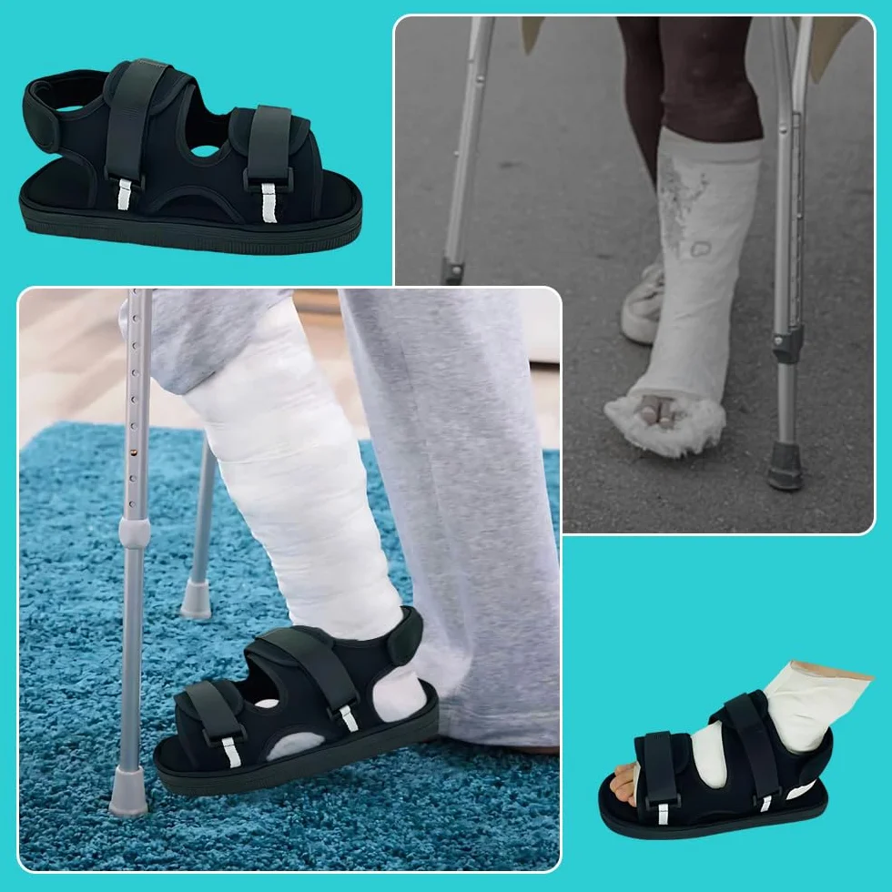 Scarpe in Gesso per Piedi Riabilitazione Regolabili Post Operatoria Nero