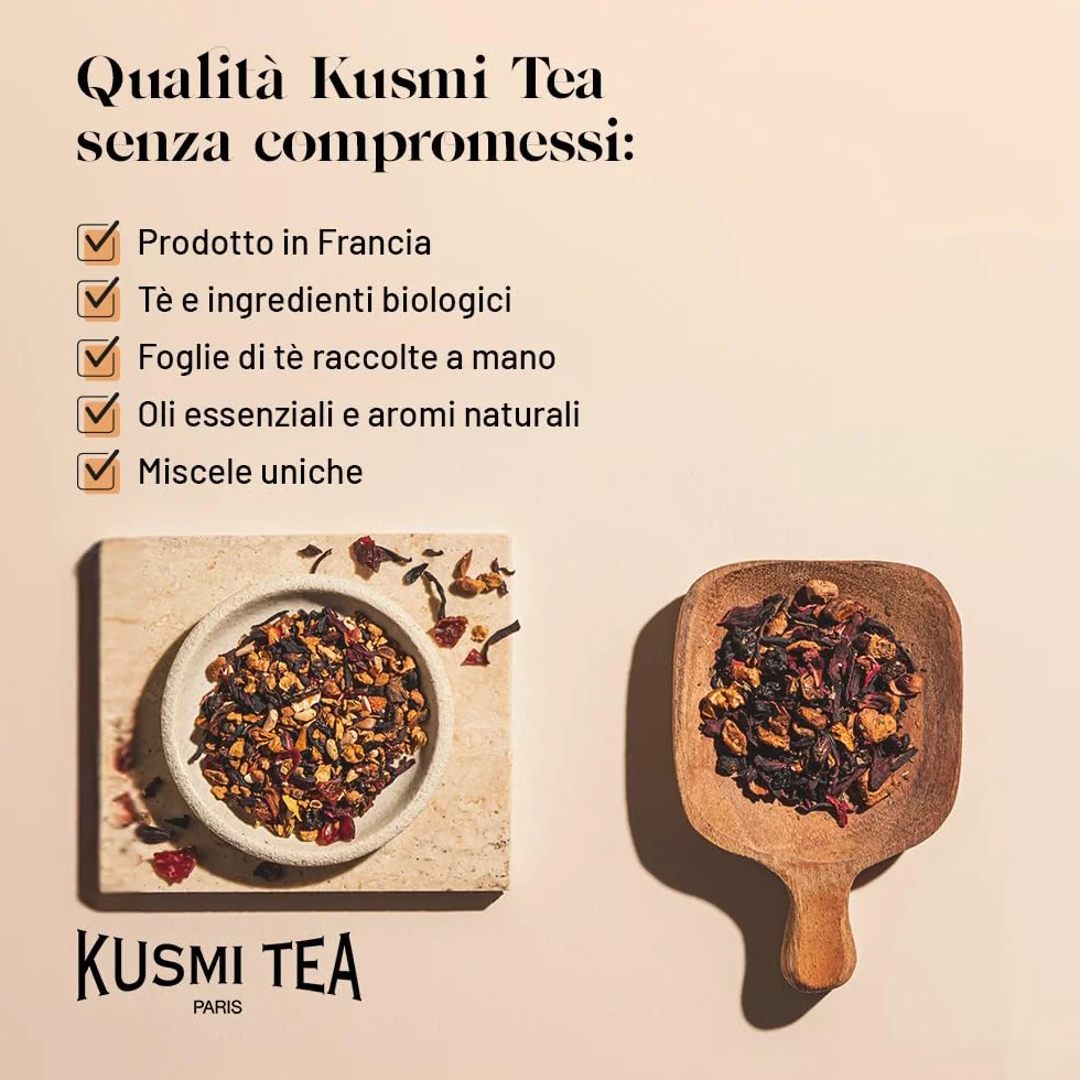 Kusmi Tea - Verde alla Rosa Bio - Tè Verde Biologico - Miscela di Tè Verde con Rosa - Tè in Foglie Sfuse - Scatola di Tè da 100g - Quantità per circa 50 tazze