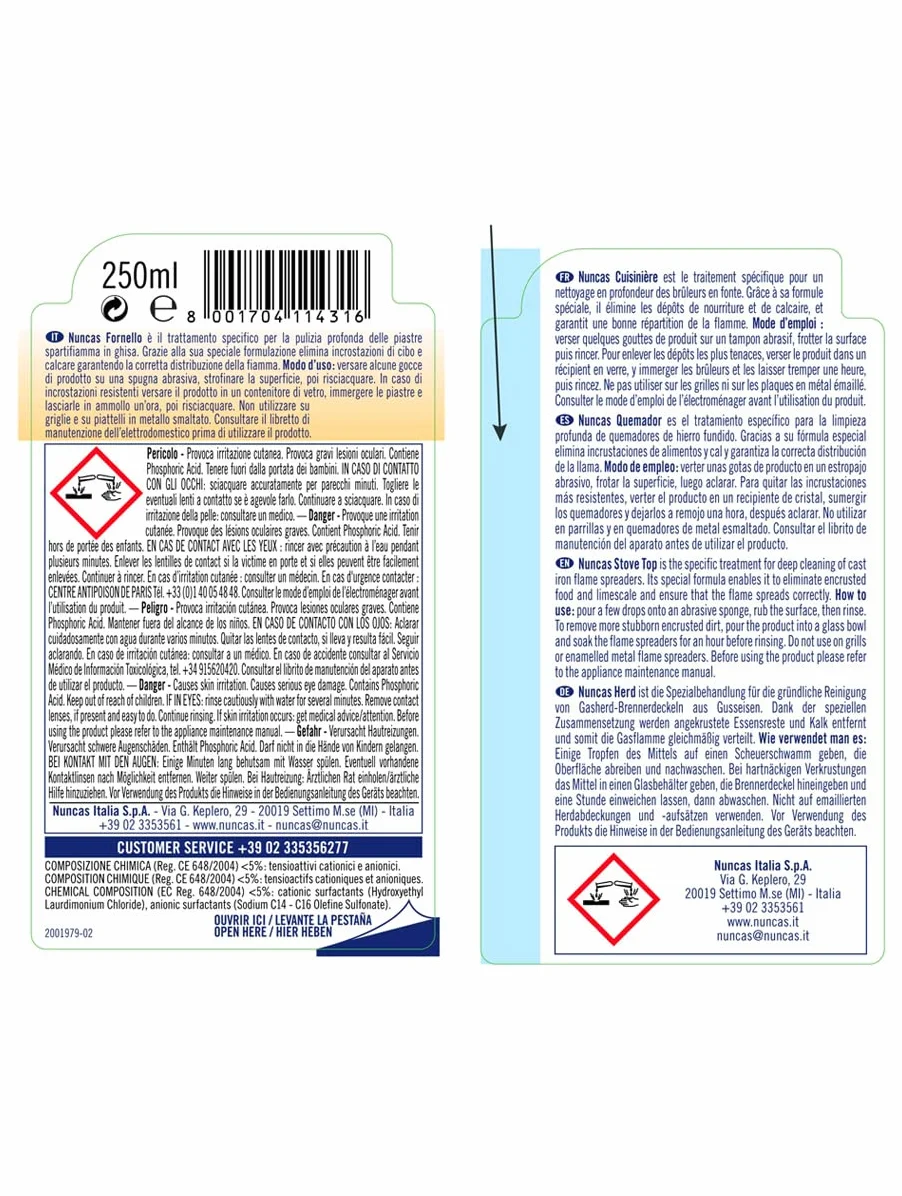 Nuncas Fornello Sgrassante Spartifiamme 250ml