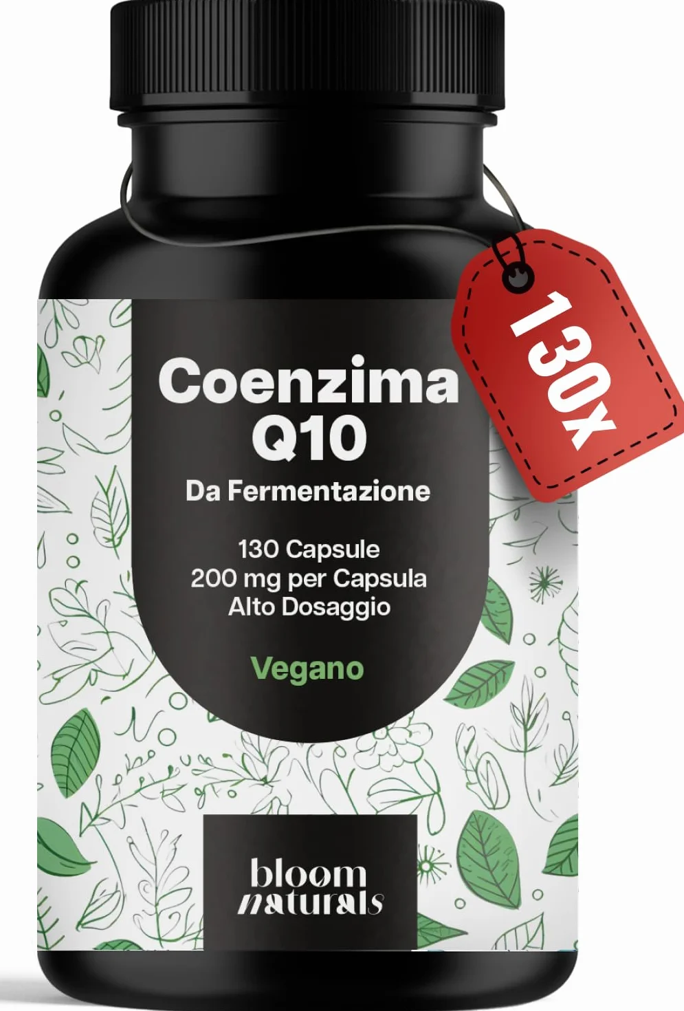 Coenzima Q10 Integratore – 130 Capsule – 200 mg per Capsula – Q10 Coenzima da Fermentazione – Vegano – Prodotto in Germania – Integratore Alimentare - Coq10 200mg Testato in Laboratorio