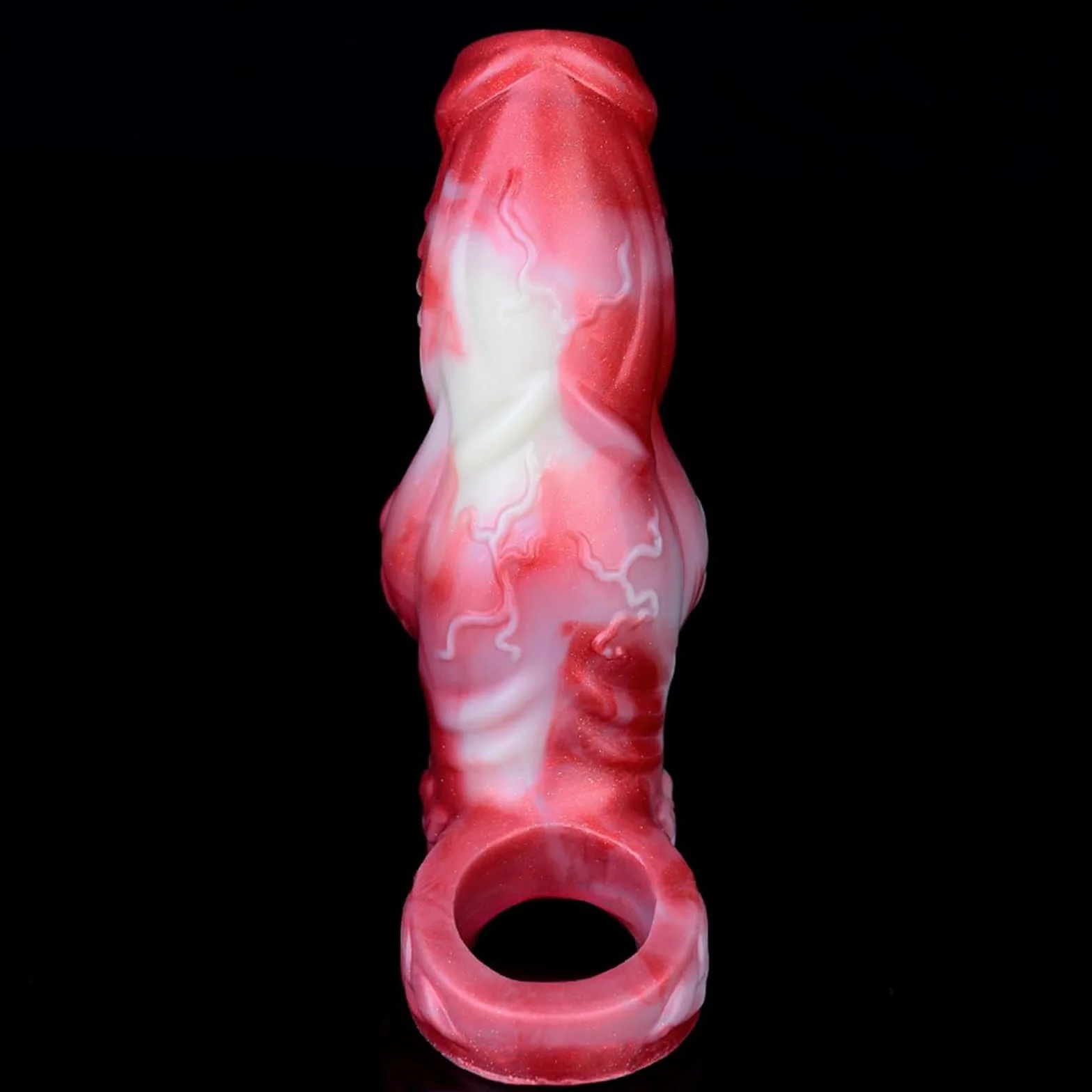 Manicotto for pene Spessi Anelli for pene Annodati Ingranditore dildo uomo, Manicotto estensore Steath in silicone rosso ritardare l'eiaculazione Erezione Ingrandimento coppie