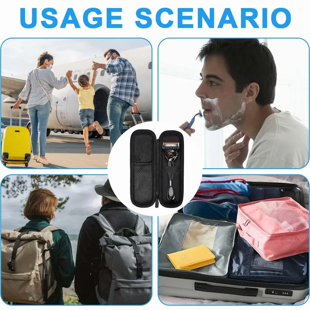 GXGM 1 Pezzo Custodia in PU Compatibile con Gillette Fusion 5 e Fusion ProGlide Rasoio Umido da Uomo Portatile duro Custodie Impermeabile,Per lametta Barba Uomo(Nero)