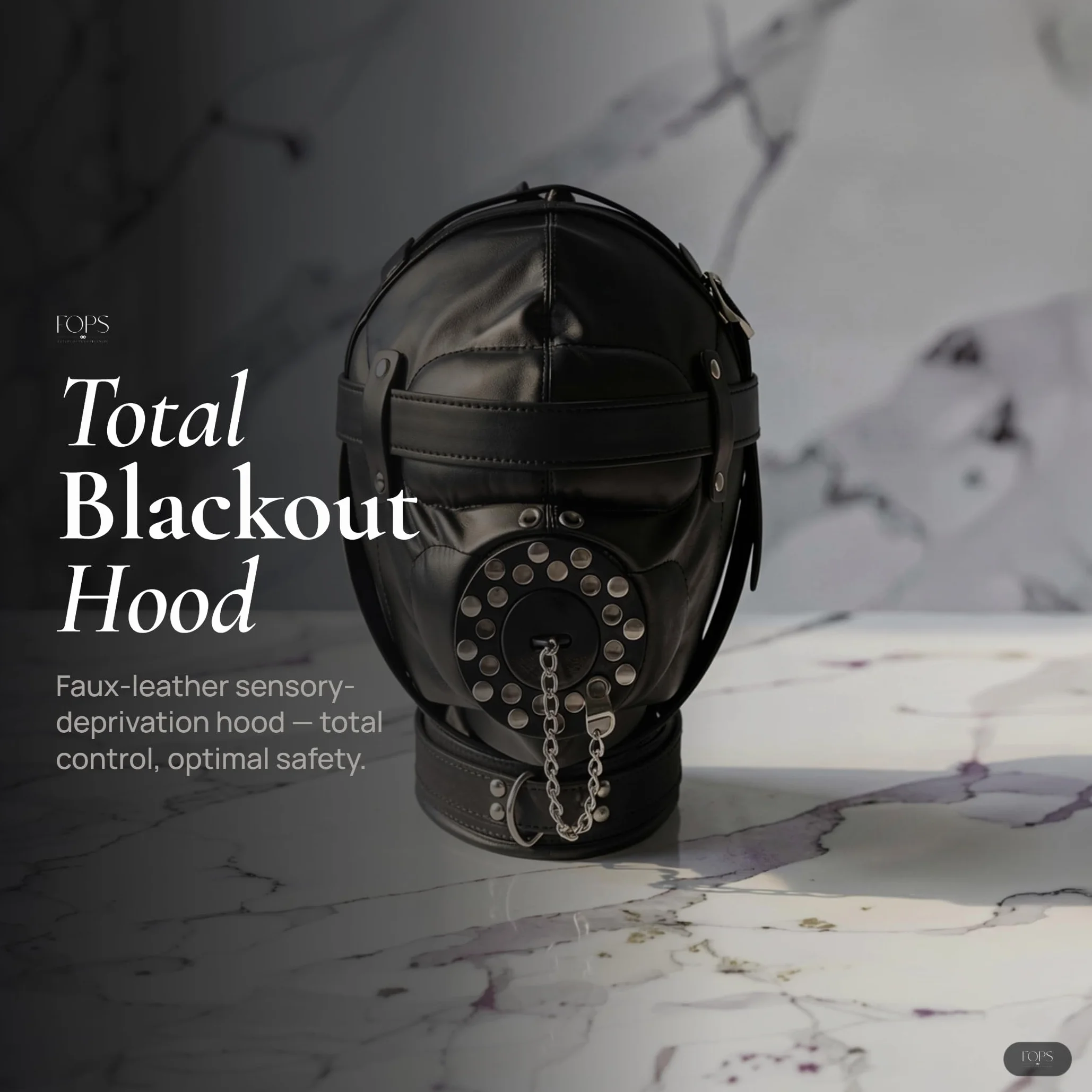 Maschera BDSM in Ecopelle Nera per Uomo – Maschera Fetish Full Face con Museruola e Bocca Regolabile, Accessorio Bondage