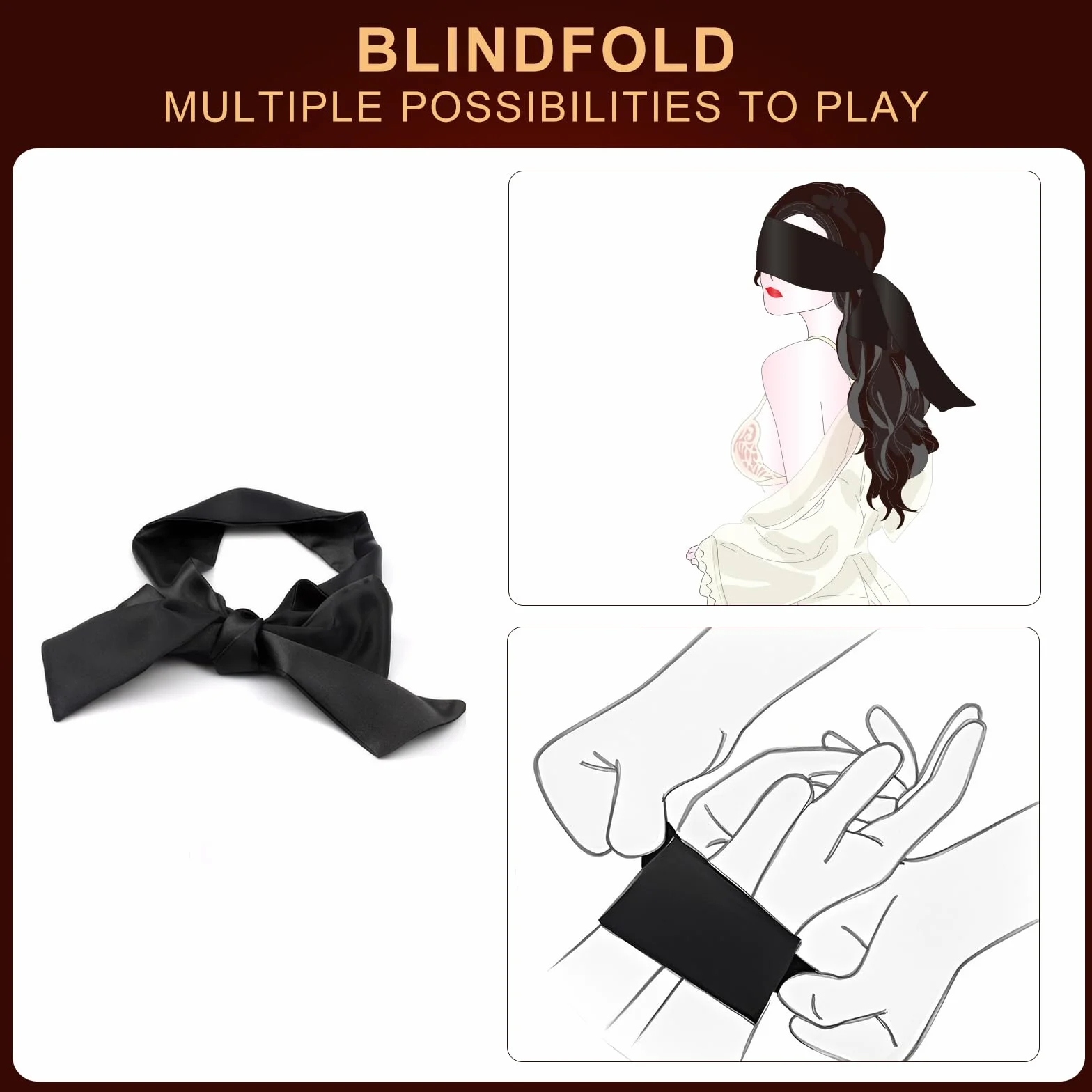 BDSM Pelle Sexytoysys Coppia Manette e Collare Staccabili Giocattolo Sessuale con Benda Nero