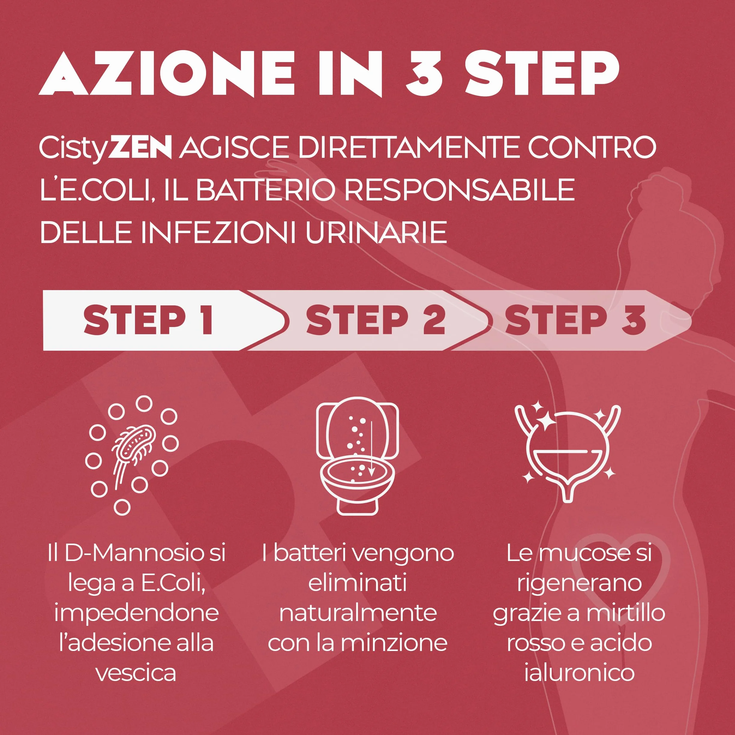 Cistyzen D-mannosio Mirtillo Rosso 60 capsule Probiotici prebiotici Integratore naturale per Cistite infezioni vie urinarie Vaginosi Batterica