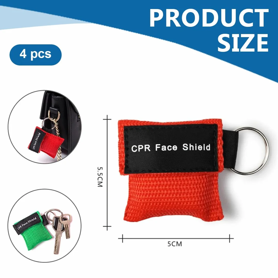 CPR Face Shield Portachiavi Maschera di Respiro Primo Soccorso 4 Pezzi