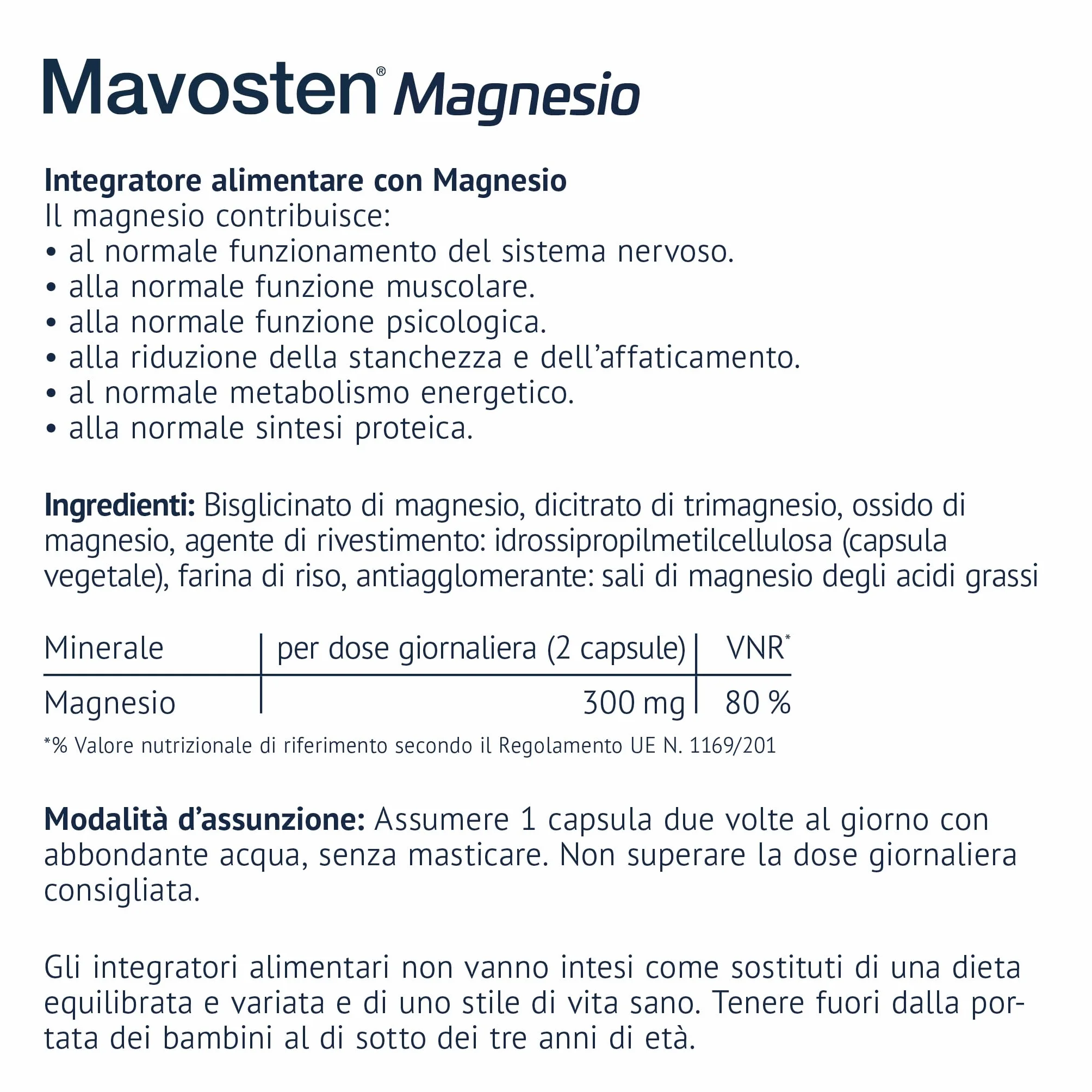 Mavosten® Magnesio [60 capsula] – complesso premium ad alto dosaggio con magnesio bisglicinato | elevata biodisponibilità | testato in laboratorio | vegano | dallo specialista del sistema nervoso