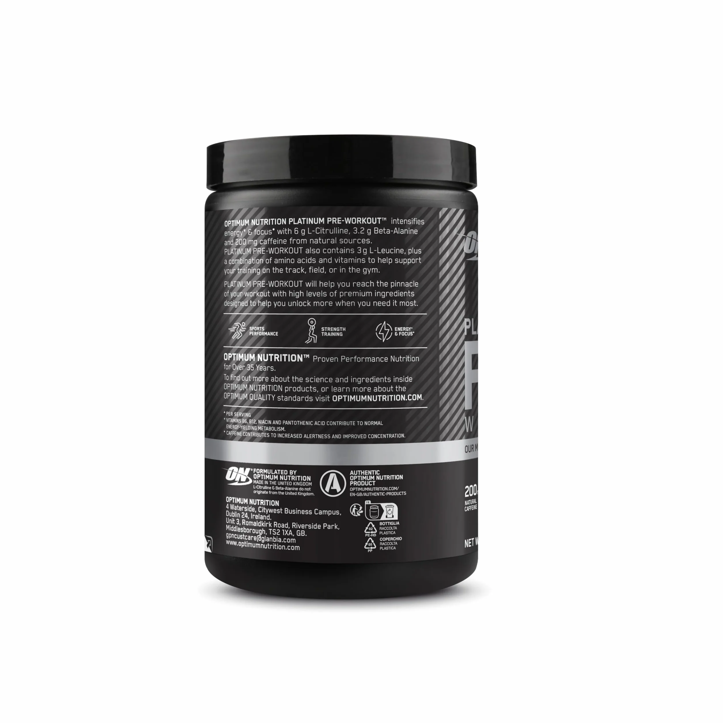 Optimum Nutrition ON Platinum PUMP Pre-Workout, Integratore Pre-Workout Intenso Senza Caffeina, Gusto Lampone Blu, 420 g, 20 dosi