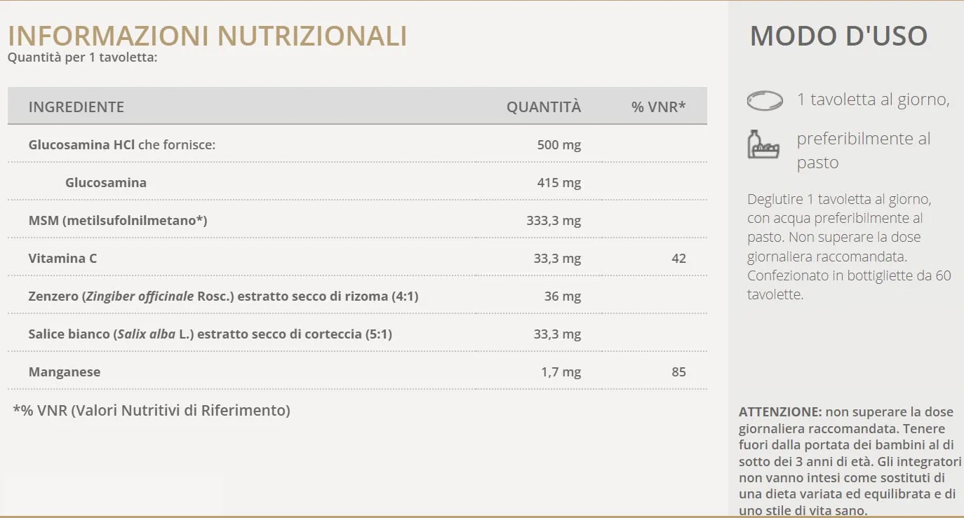 Solgar Vegartidol, 60 tavolette – Glucosamina & MSM per articolazioni (con Zenzero, Salice e Vitamina C)