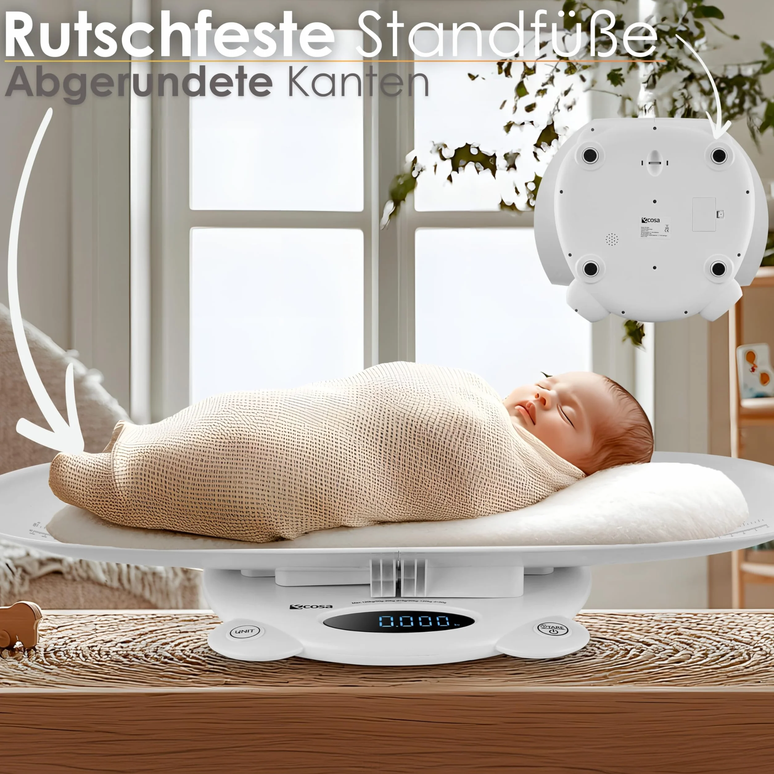 Bilancia Digitale 3 in 1 per Animali e Pesapersone, Display LED, Capacità 120 kg, Funzione Tara/Hold, Design ABS