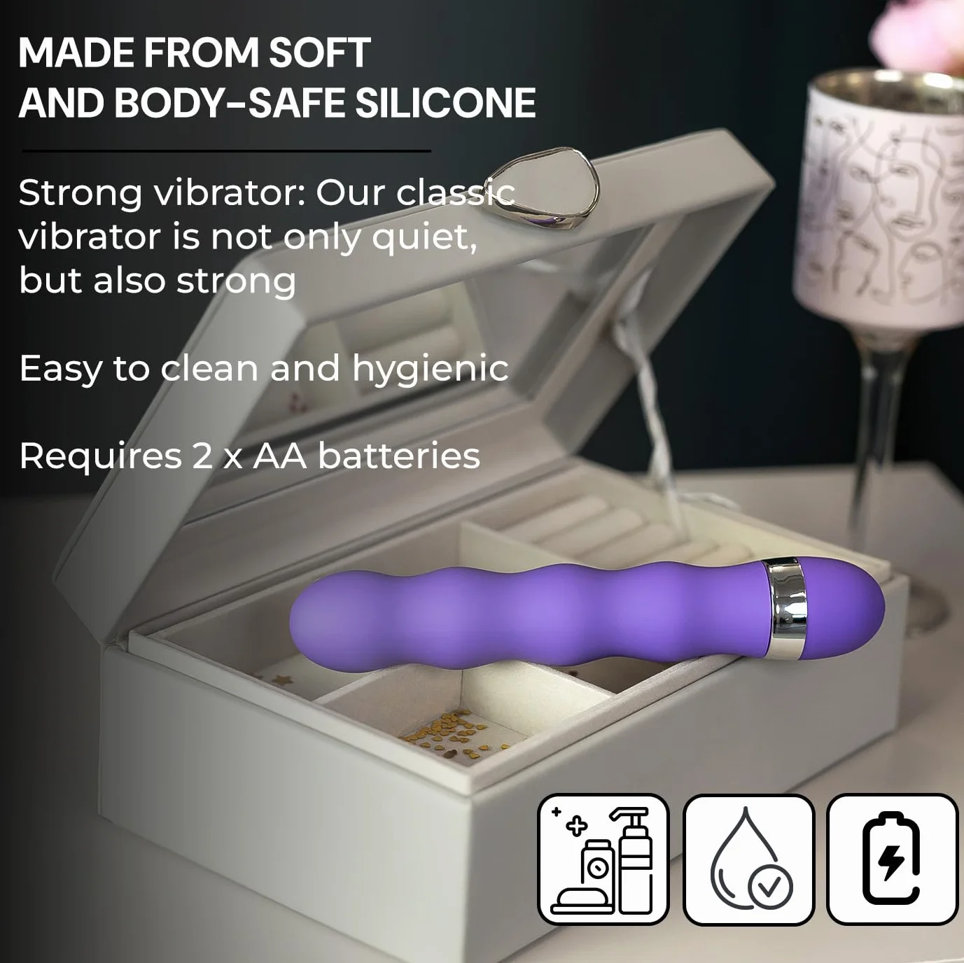 FOPS Vibratore Classico Viola per Donna Multivelocità Regolabile 18cm ⌀3cm Silicone Impermeabile Vibrante Silenzioso Sex Toy per Singolo Coppia W108-2