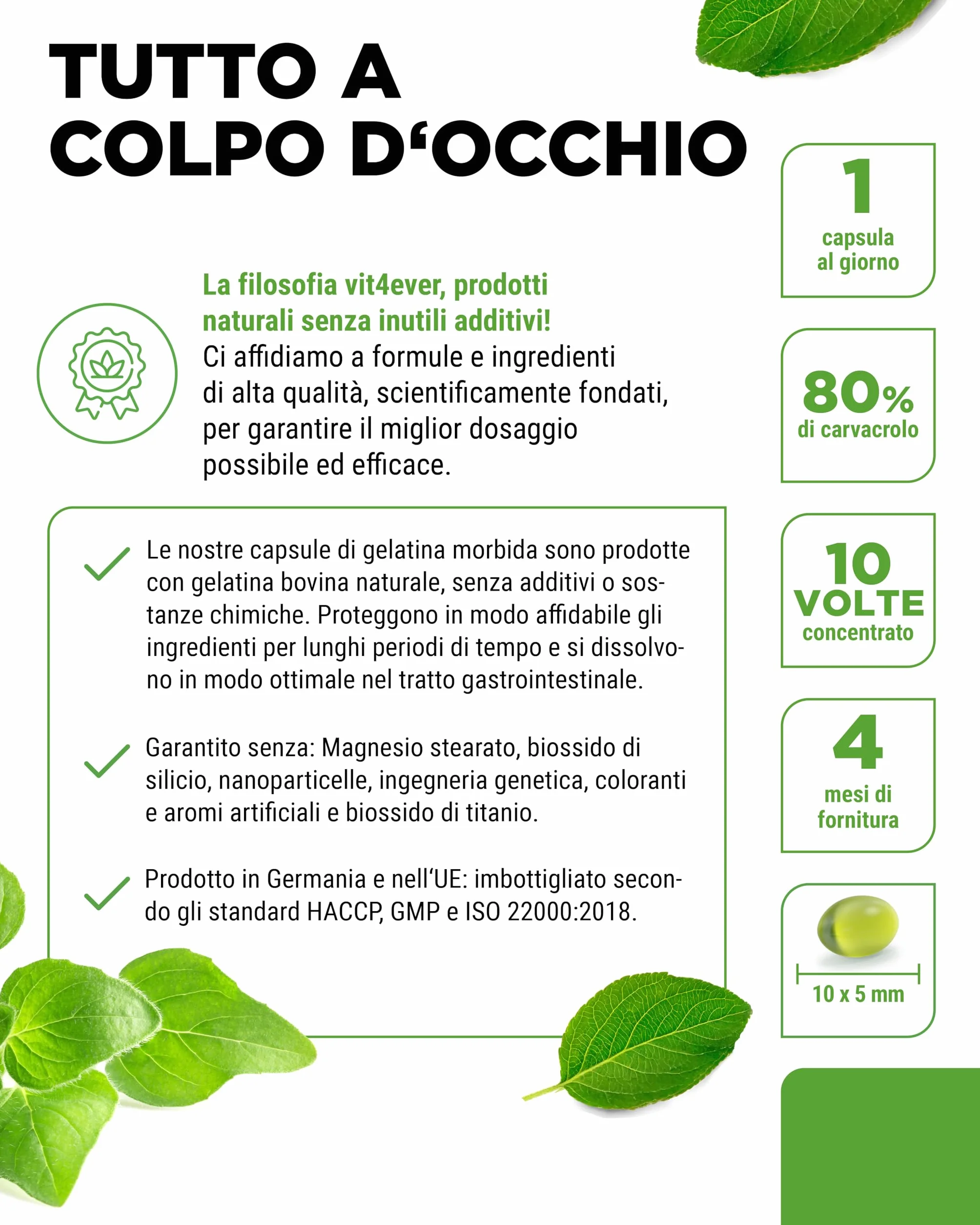 Olio di origano 120 capsule 150 mg 80% Carvacrol 10 volte concentrato Origanum vulgare Francia