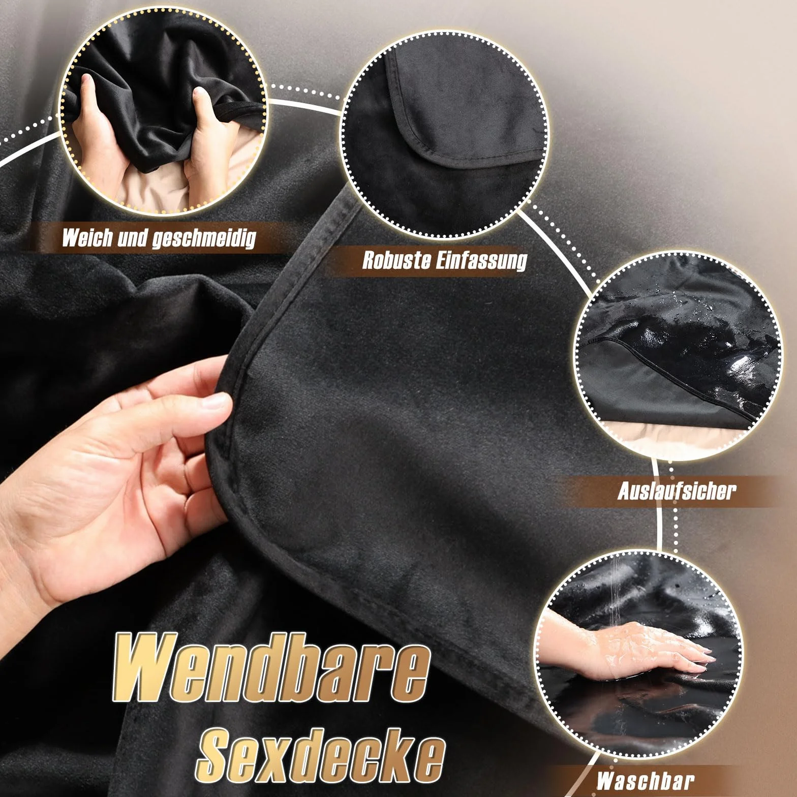 Love Blanket Coperta Impermeabile 3 Strati Tappetino Sessuale Morbido Antimacchia Reversibile Anti-Perdita Lavabile 91 x 66 cm