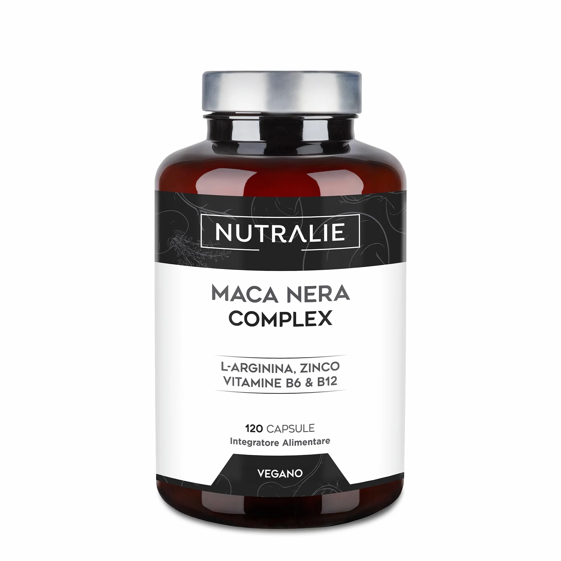 Maca Negra Andina 32.000mg - Potenza 20:1 + Energia con Zinco L-arginina B6 B12 - Maca peruviana per Uomini e Donne - 120 capsule Black Maca Complex Nutralie