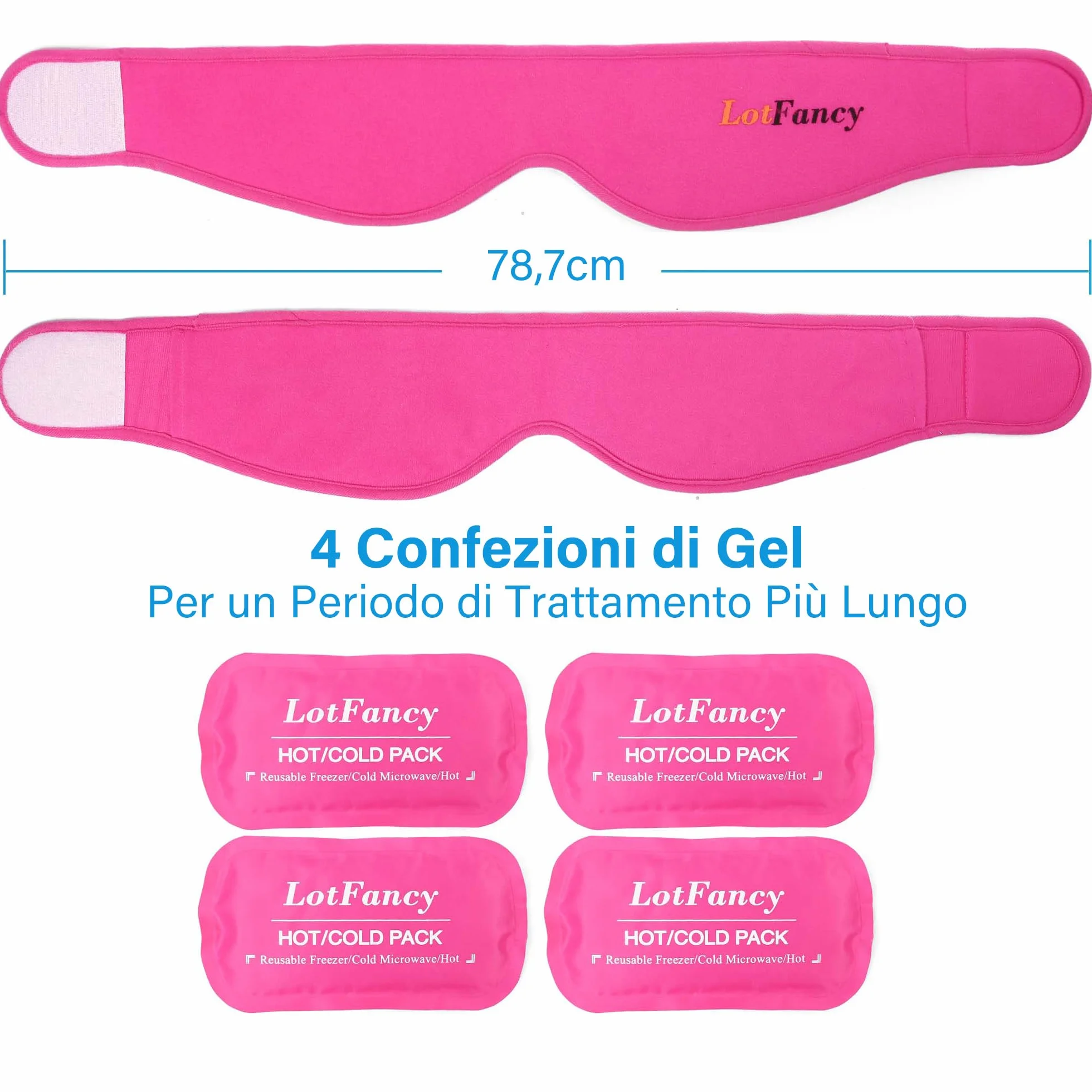 LotFancy Compresse Rinfrescanti per Denti del Giudizio, 4 Compresse Rinfrescanti per Raffreddamento per Mal di Denti, Mascella e Testa, Impacco di Ghiaccio Caldo e Freddo per Dolore Mandibolare (Rosa)