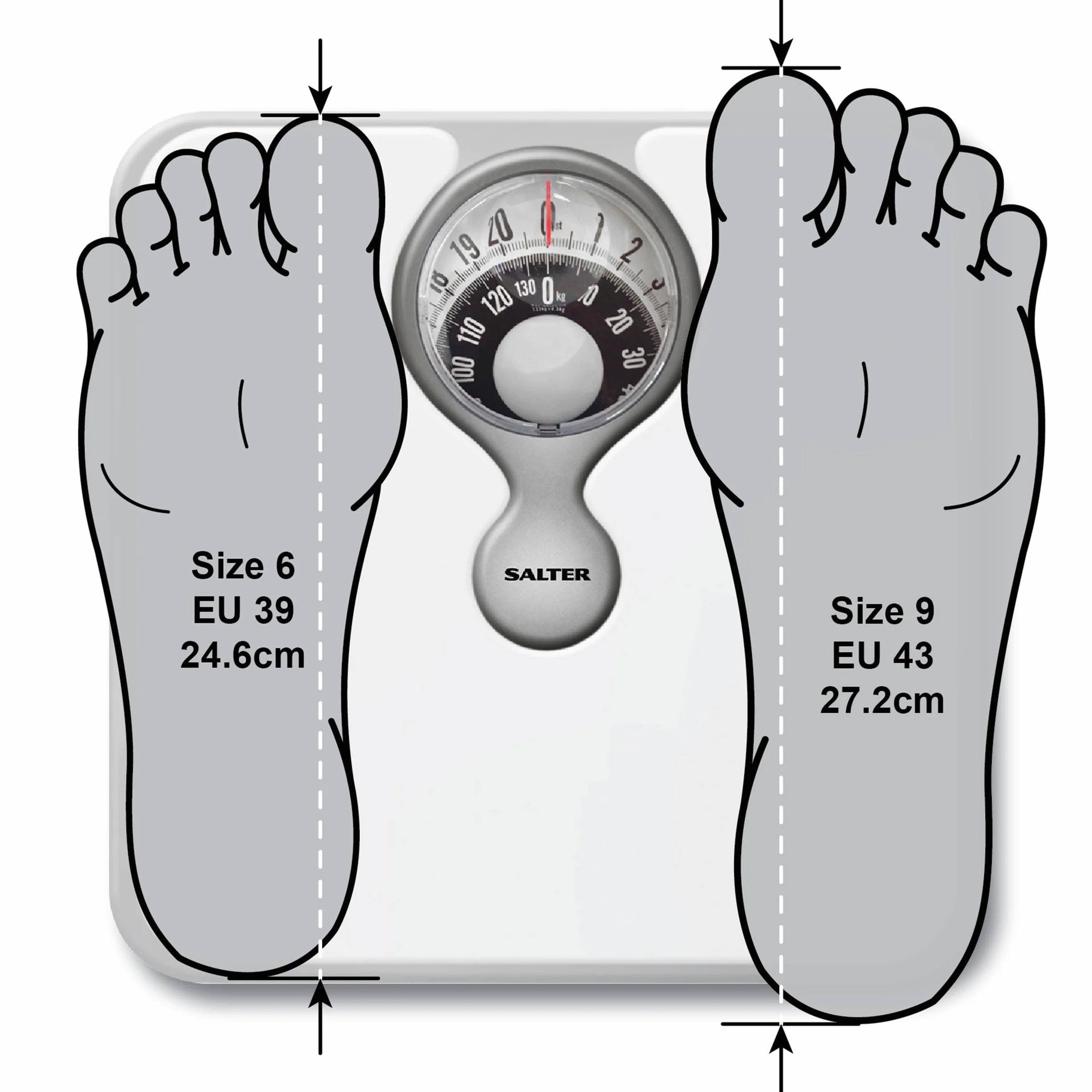 Salter Bilancia Meccanica da Bagno – Bilancia Pesa Persona Analogica, Quadrante con Lente d’Ingrandimento, Portata Massima 133 KG, Design Monocromatico, Senza Batterie, Colore Bianco