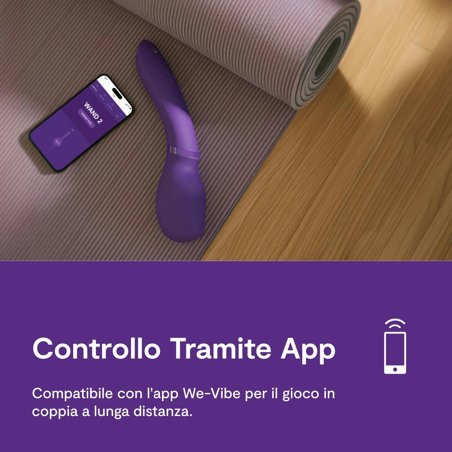 We-Vibe Wand 2 Massaggiatore a bacchetta vibrante - Massaggiatore a bacchetta senza fili con controllo via app - Giocattoli sessuali per donne - Più di 10 vibrazioni - Funzionamento silenzioso