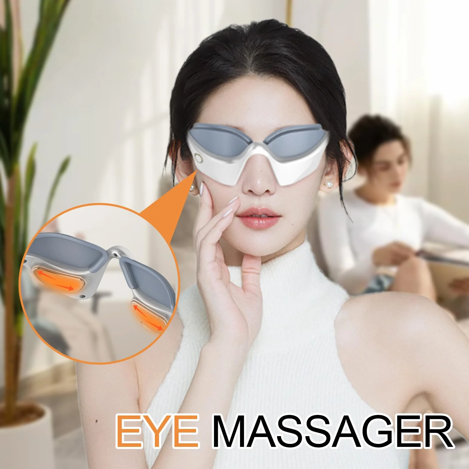 Massager per occhi intelligente con calore, occhiali massaggianti riscaldati, maschera da sonno ricaricabile con timer smart 360°