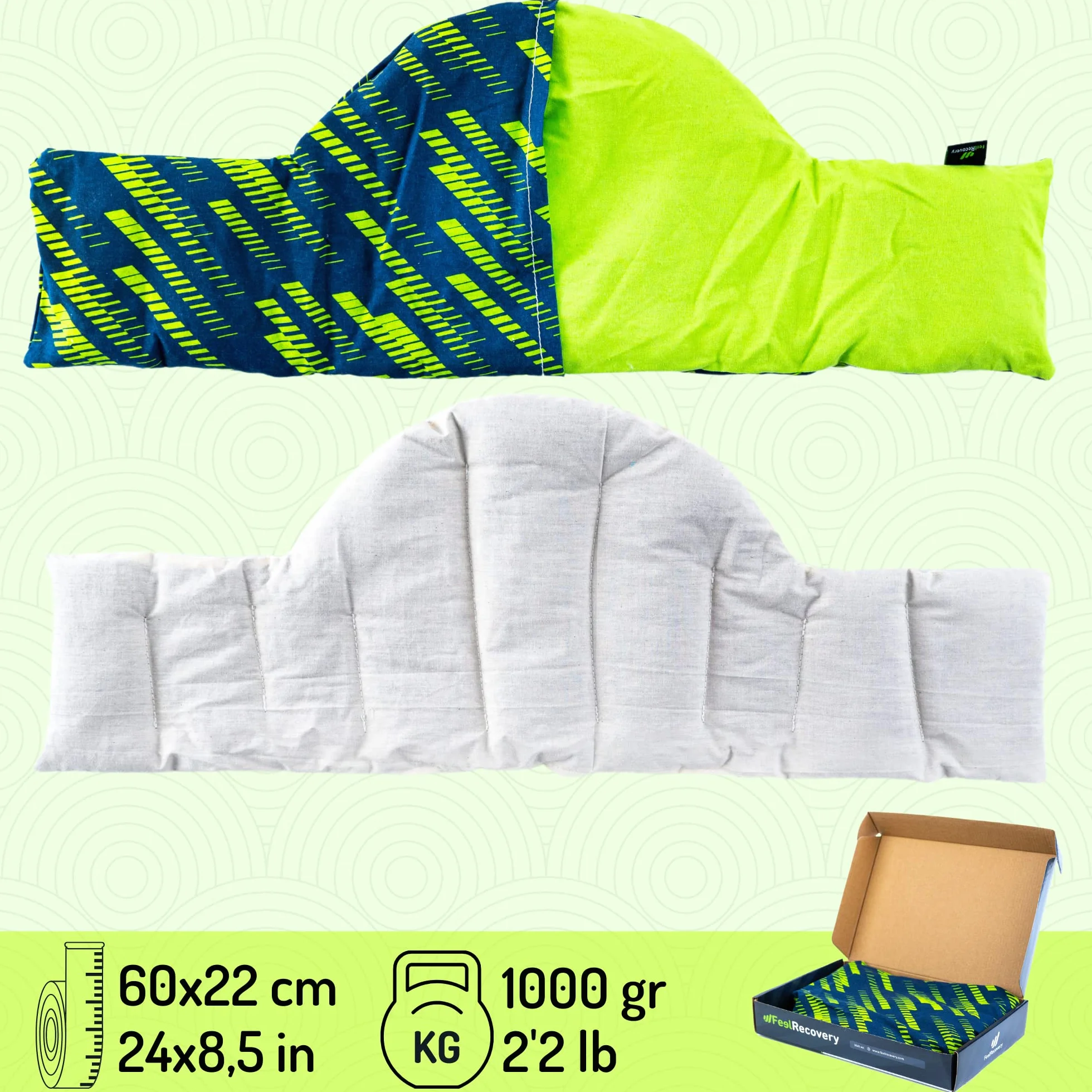 Cuscino Termico Semi Cervicale - Cuscino per Microonde Riscaldante per Collo (60x22 cm) - Scaldacollo per la Nuca e Spalle con Federa Esterna Lavabile in Cotone 100% e Fiori di Lavanda