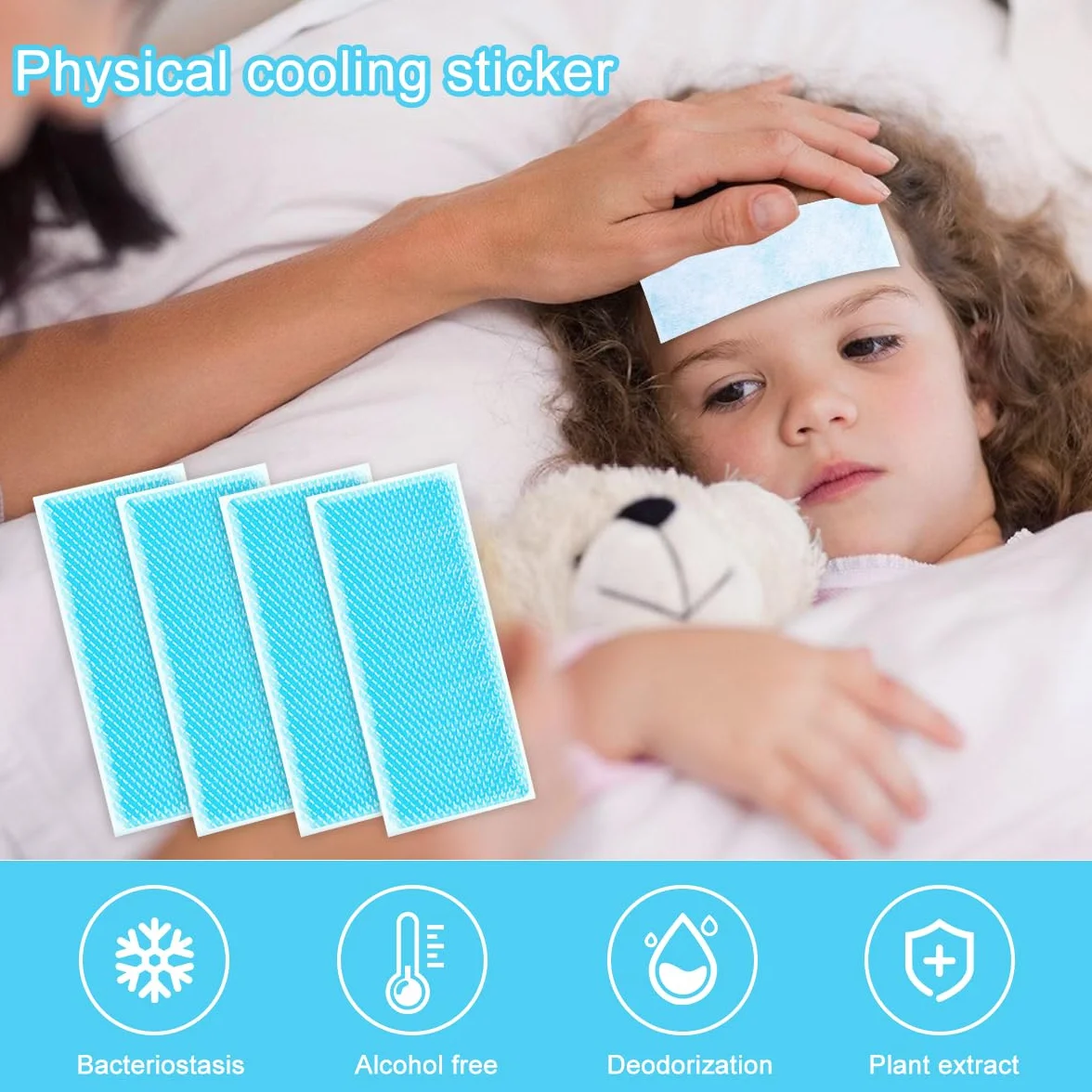 50 Pezzi Raffreddamento Gel Patch, Patch Fronte Di Raffreddamento, Alleviare la Stanchezza, Sollievo Dalla Febbre, Rinfrescare il Caldo Estivo