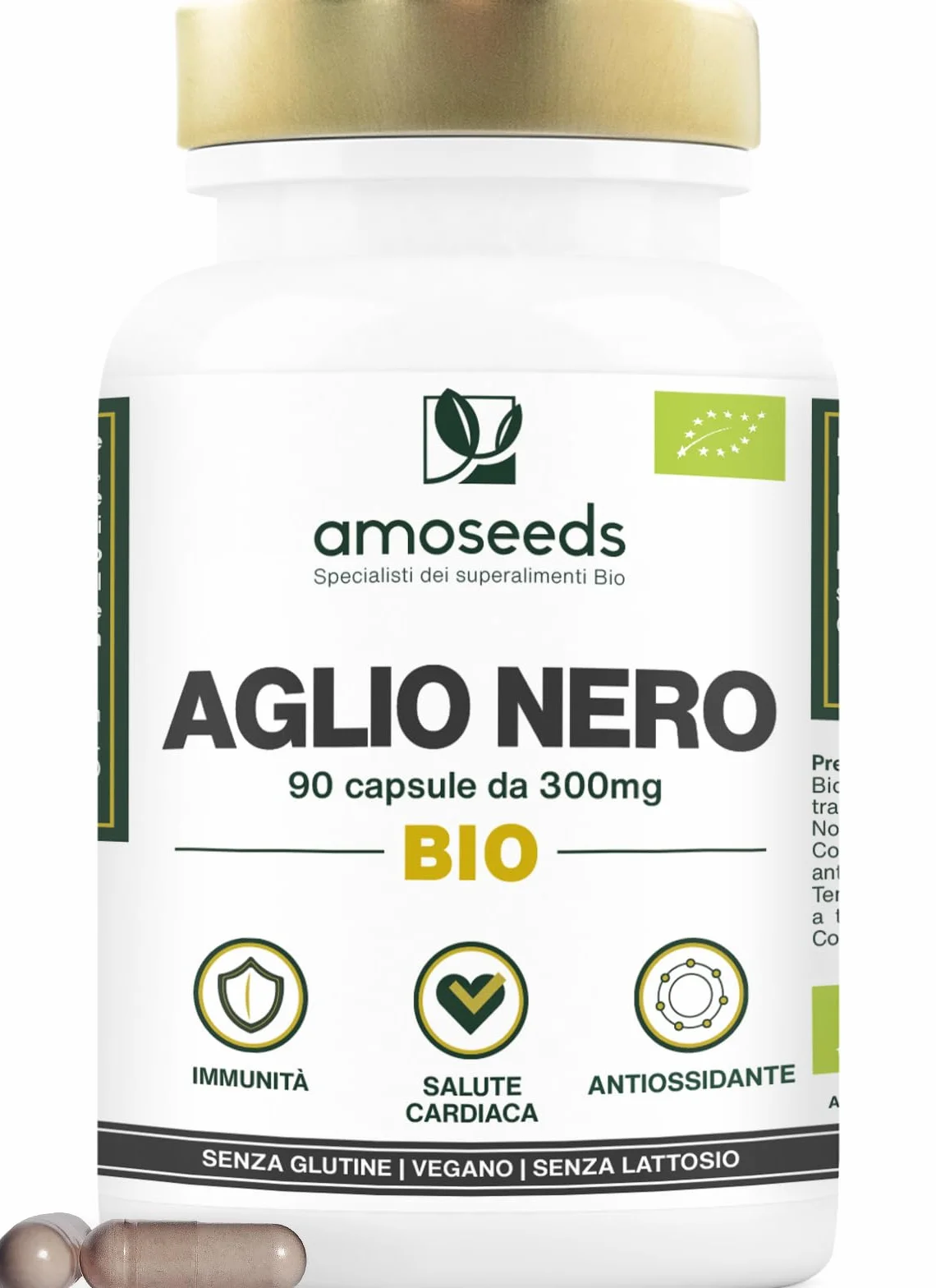 Aglio Nero BIO | Extra Forte, 900mg / Giorno | Contiene S-allilcisteina (SAC), 90 capsule | Cuore, Circolazione Sanguigna, Immunità | Allicina, Integratore di Aglio Capsule | Qualità superiore