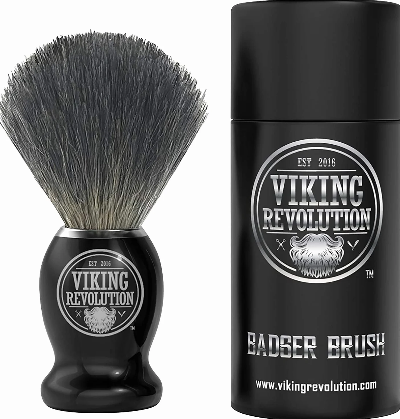 Viking Revolution Pennello Barba in Tasso - Pennello da Barba Rasatura a Umido con Crema e Schiuma da Barba - La Miglior Rasatura con Rasoio di Sicurezza, Rasoio a Doppio Filo o Rasoio Pieghevole