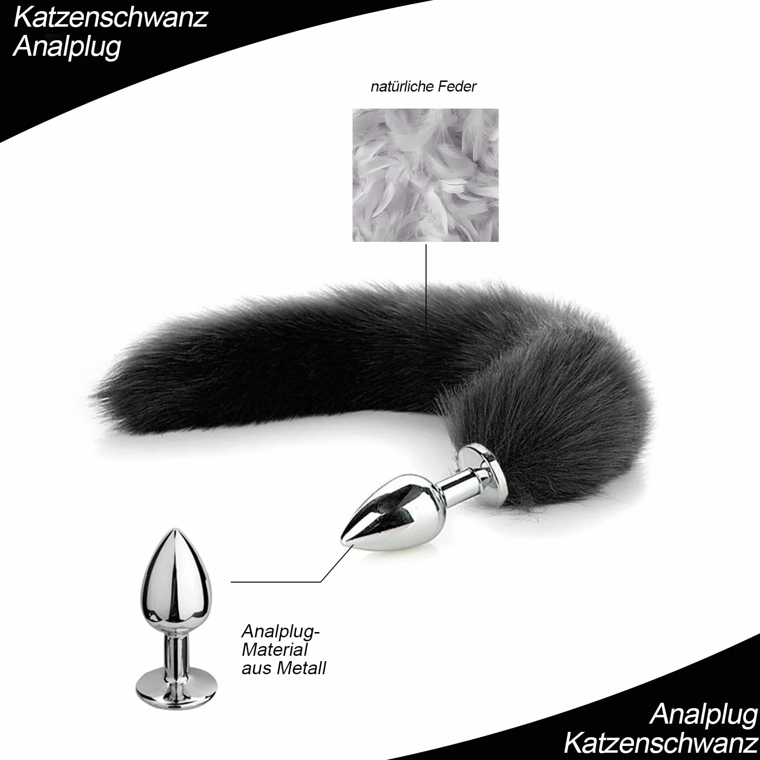 BDSMYOU BDSM Zestaw Akcesoriów Sex Toys z Coda di Volpe, Morsetti per Capezzoli, Collare, Orecchie di Gatto, Maschera (Nero)