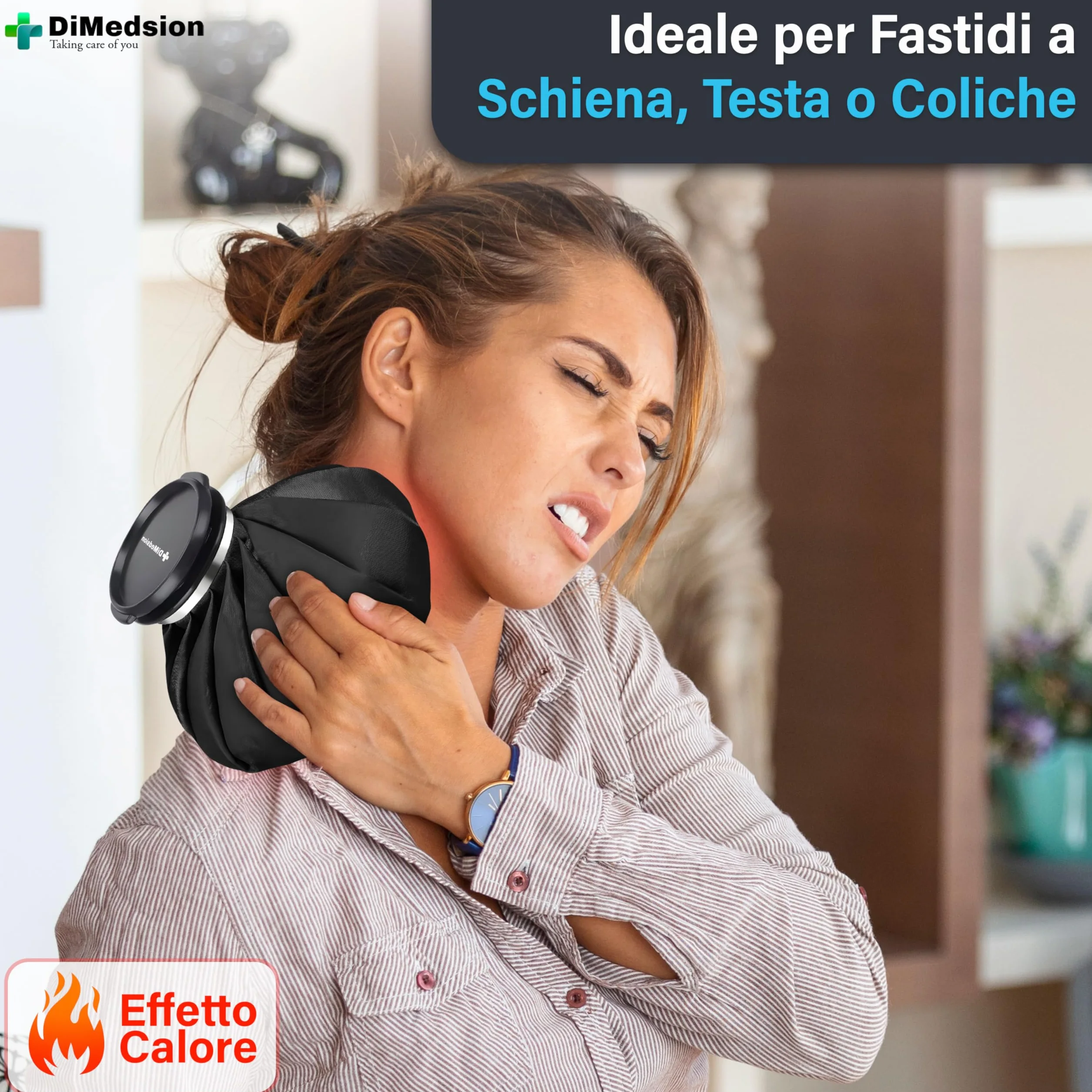 DiMedsion Borsa del ghiaccio per ginocchio con cinturino nero