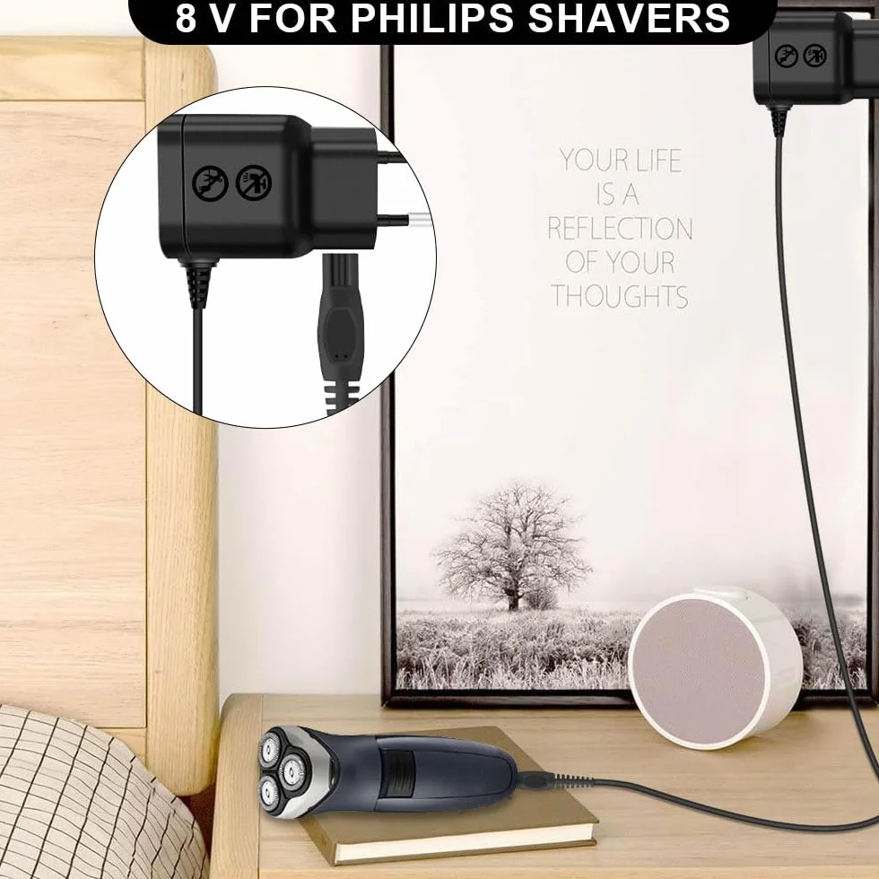 Philips HQ850 Caricabatterie Rasoio QP2530 QP2630 Adattatore Compatibile Norelco Oneblade Cavo Alimentazione 8V 0.8W