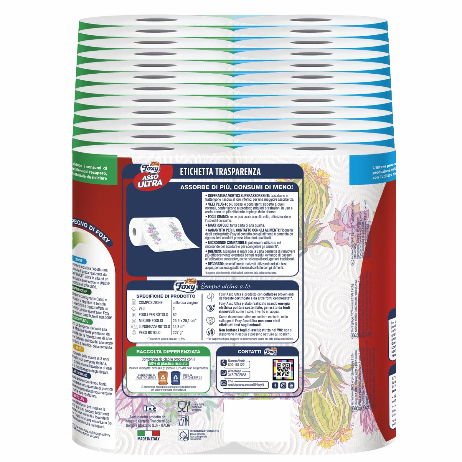 Foxy Asso Ultra Asciugatutto 24 rotoli Veli Plus+ Assorbenti Resistenti Decorato